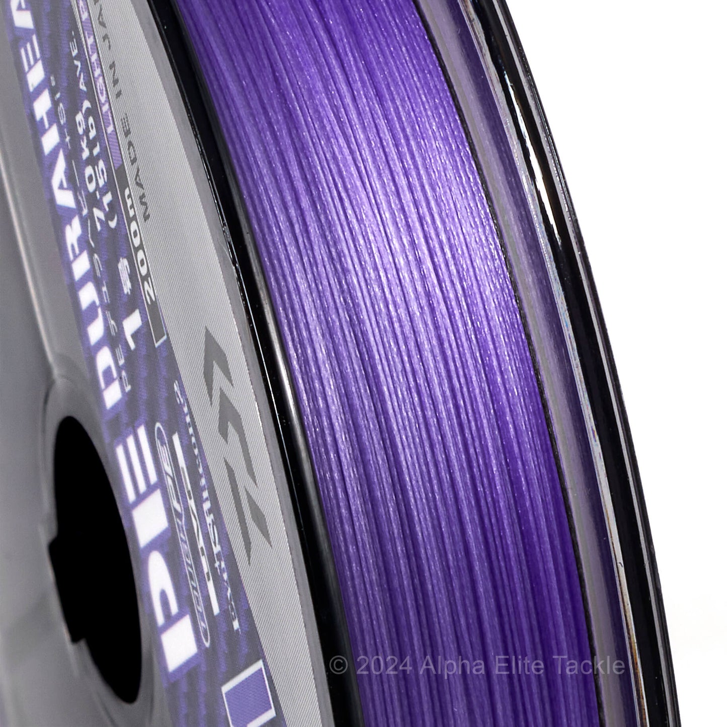Close up of a spool of Daiwa Sinking 8+1 Braid in the color purple