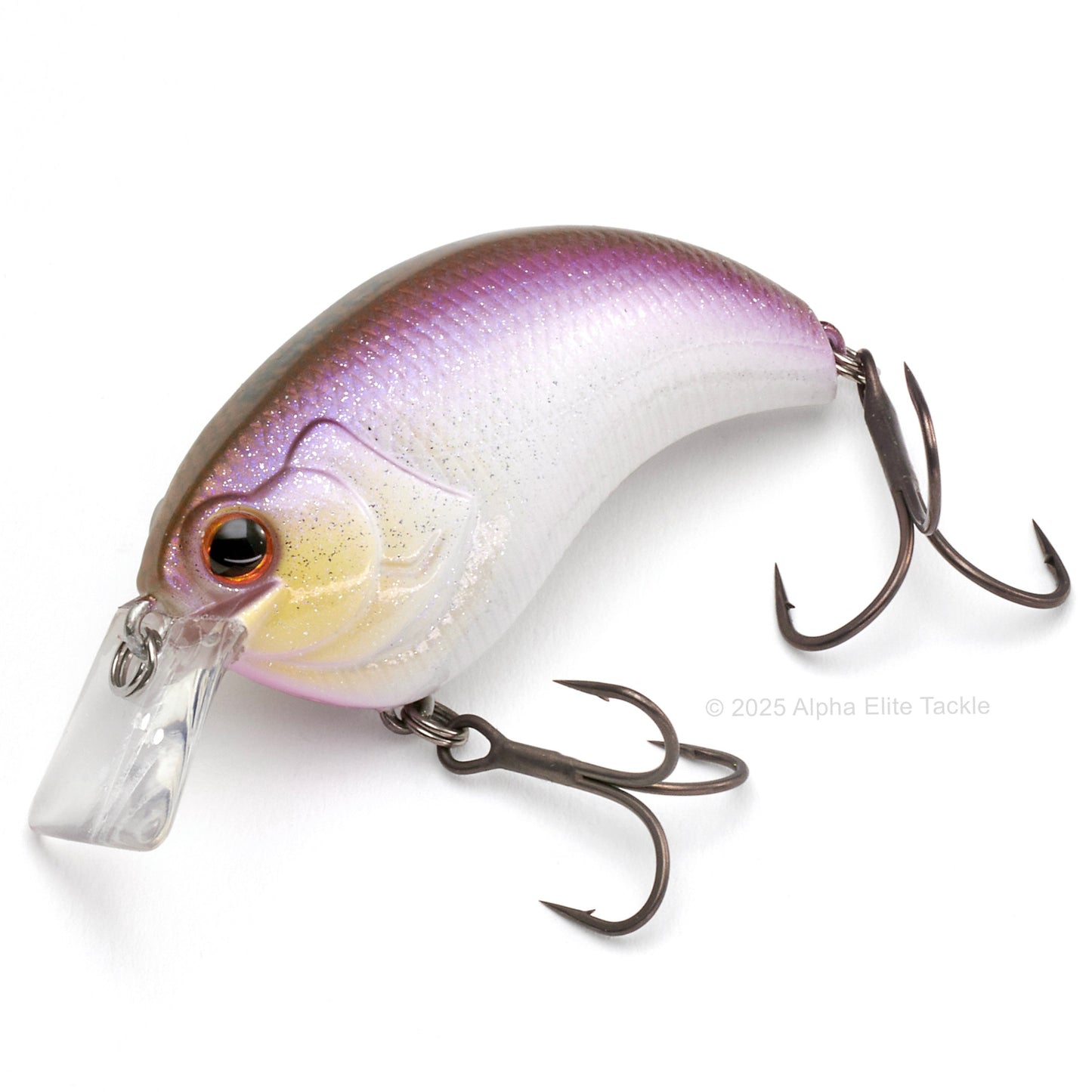 Fishing lure with purple and white gradient on a white background