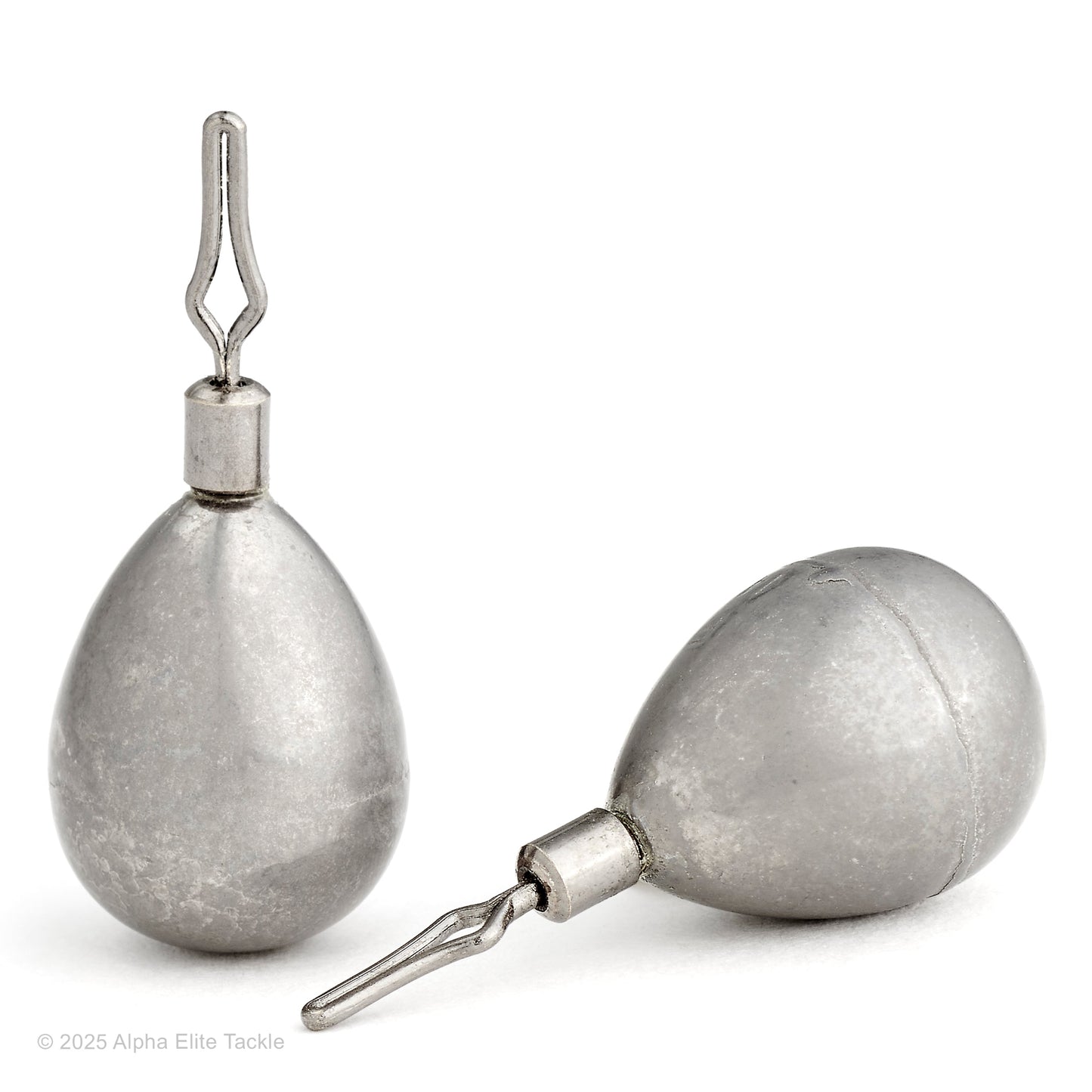 Two fishing sinkers on a white background