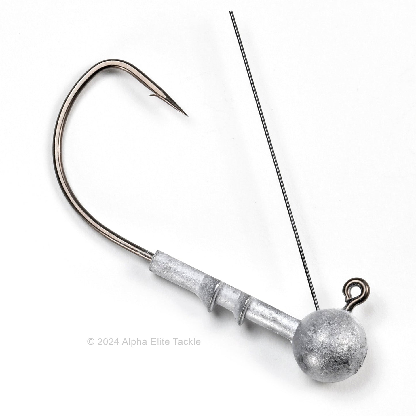 Close up of Gamakatsu Horizon Head LG +G strolling jig head on a white background.