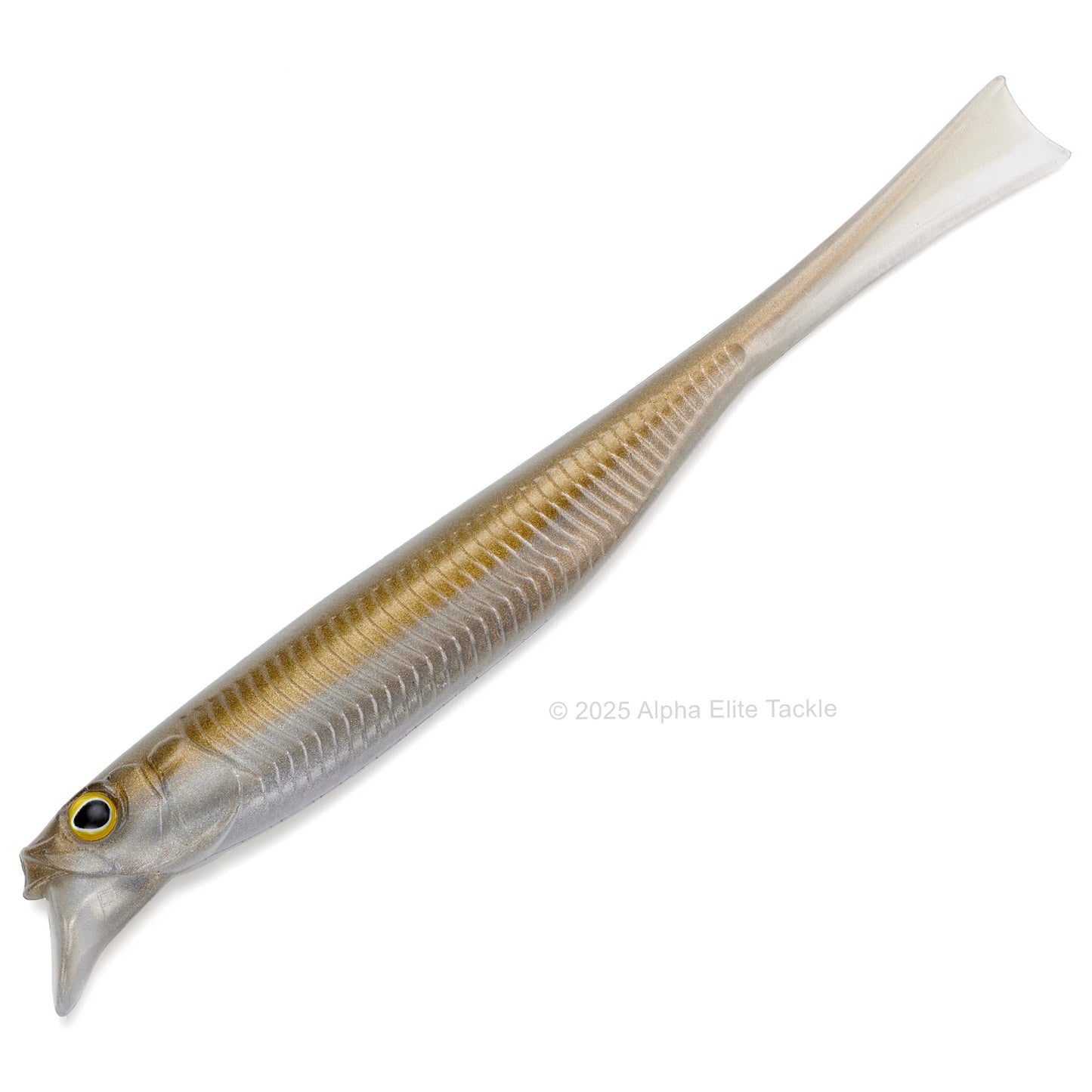 Close up of the Jackall Drift Fry 5.2 Strolling Minnows in the color Gold Shad on white background