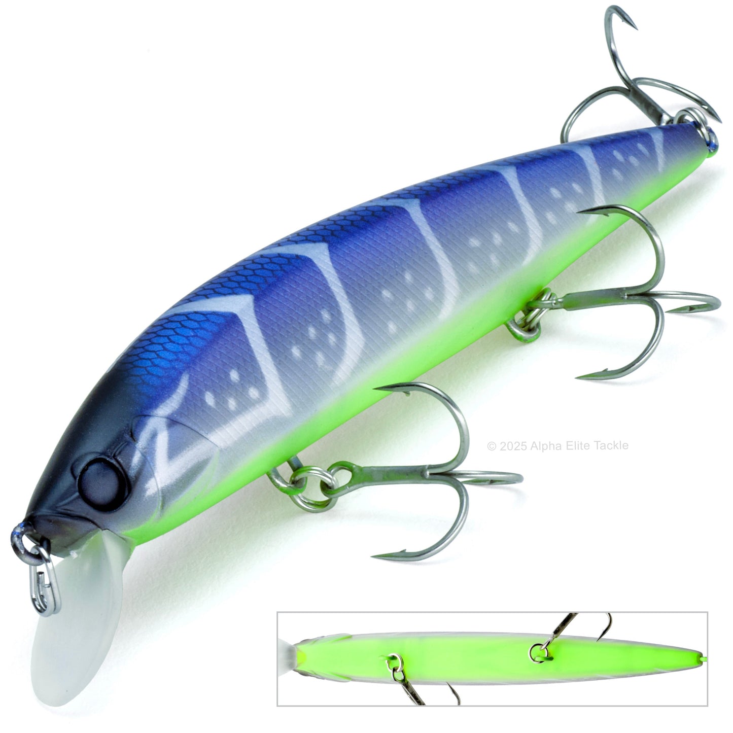 Jackall Rerange 110SP Suspending Jerkbait in the color Babataku White Claw on a white background