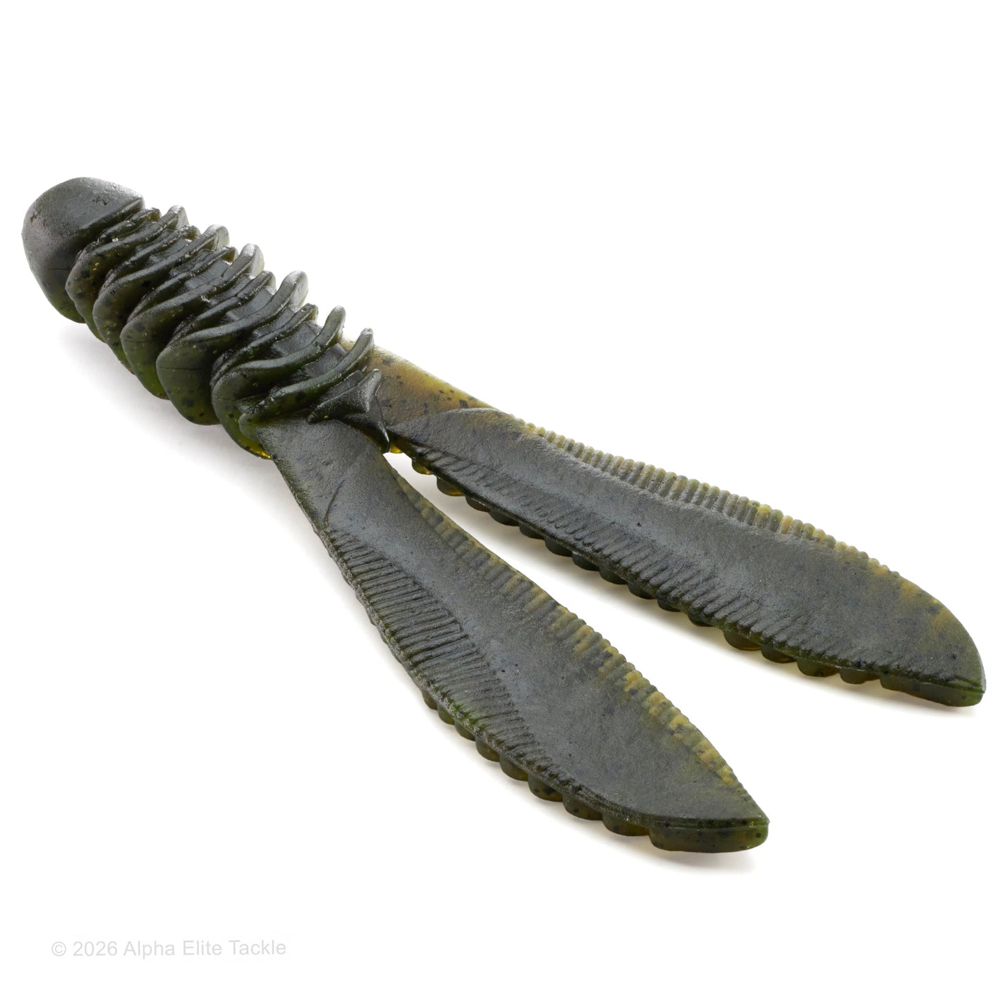 Jackall Ribbing Bunny Soft Plastic Craw in the color Double Green Pumpkin