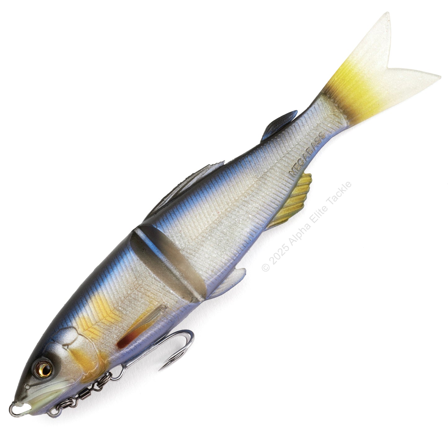 Close up of the Megabass Magdraft Ayu Twitcher in the color Hayase Ayu on a white background