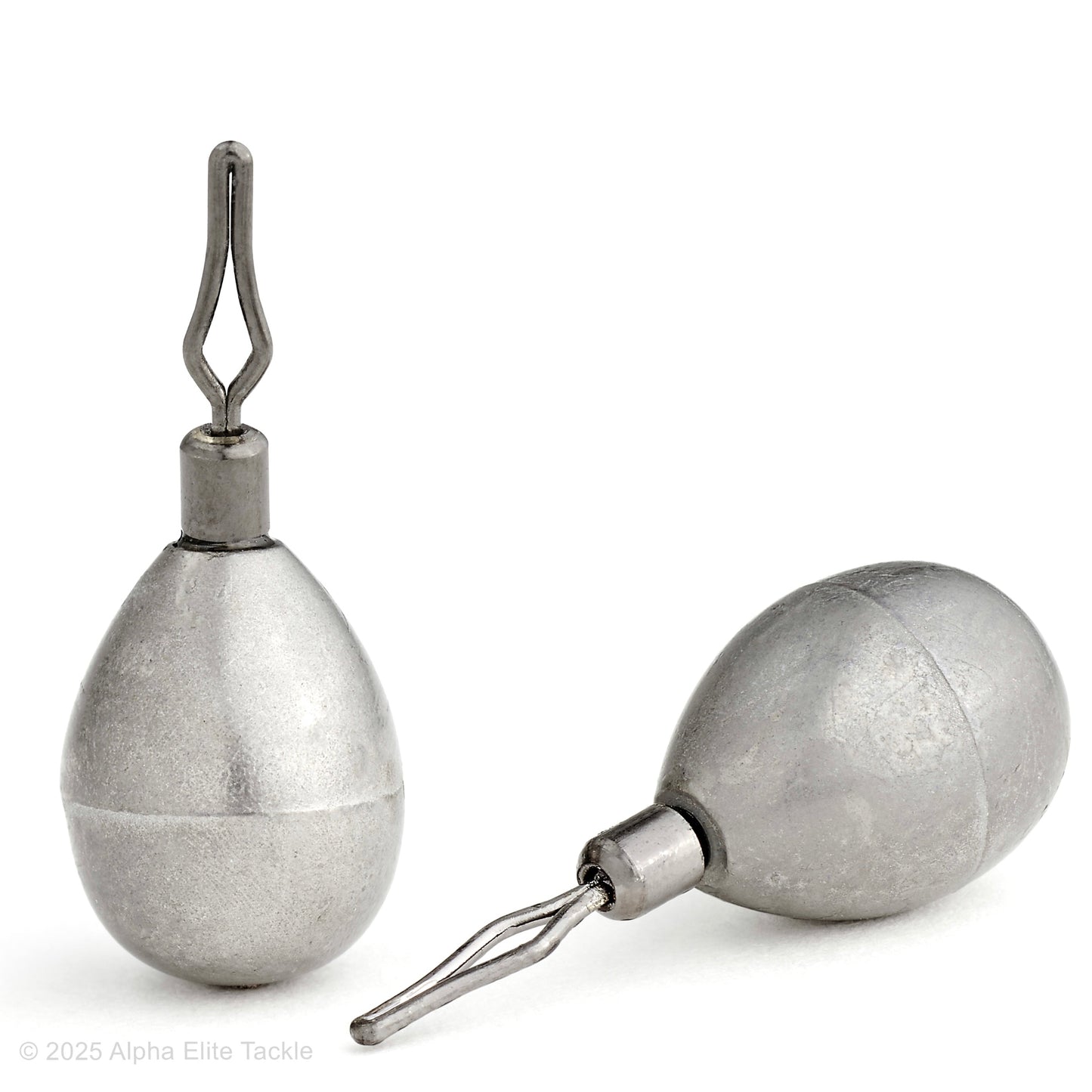 Two Noike Tungsten Drop shot sinkers on a white background