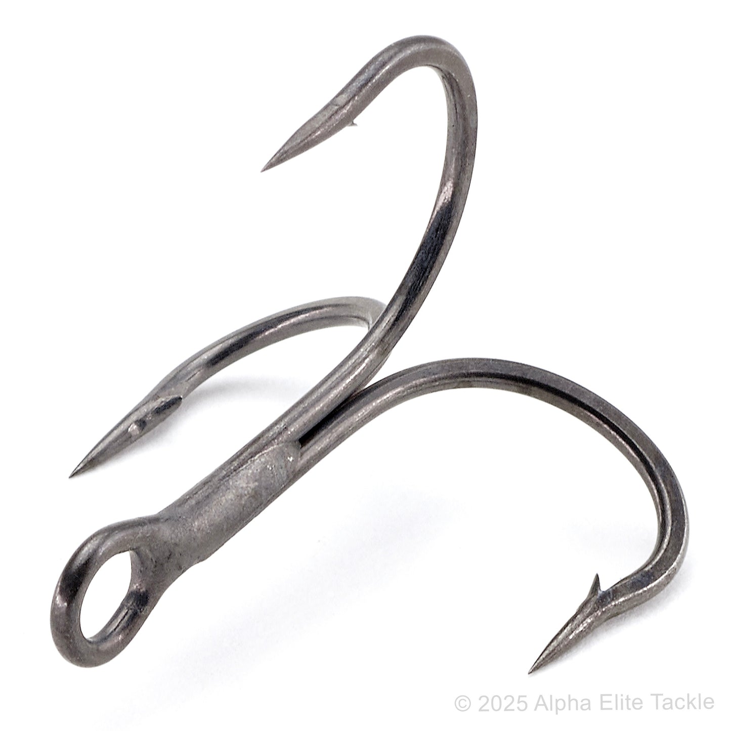 Close up of a single Owner Cultiva ST36MF Coated Stinger Treble Hook on a white background