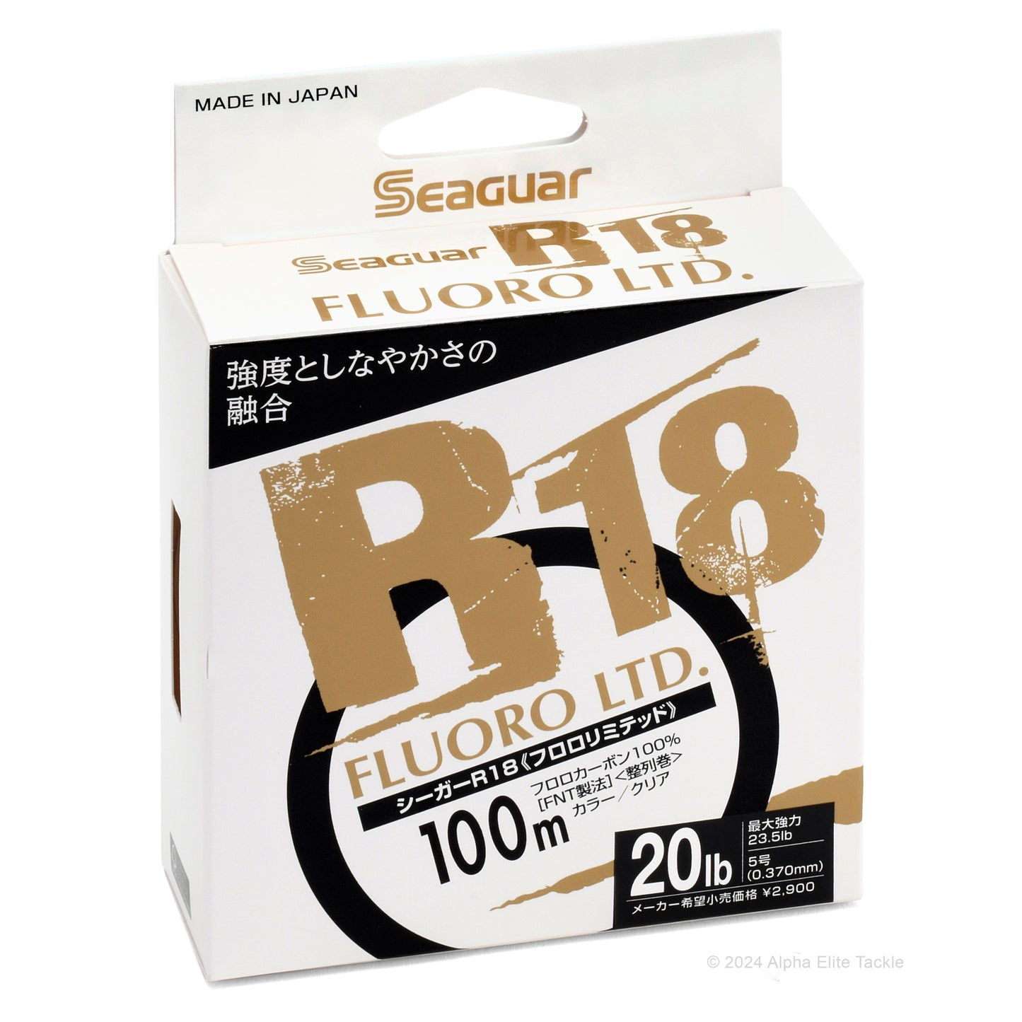 Seaguar R18 Fluoro Ltd. fishing line packaging on a white background