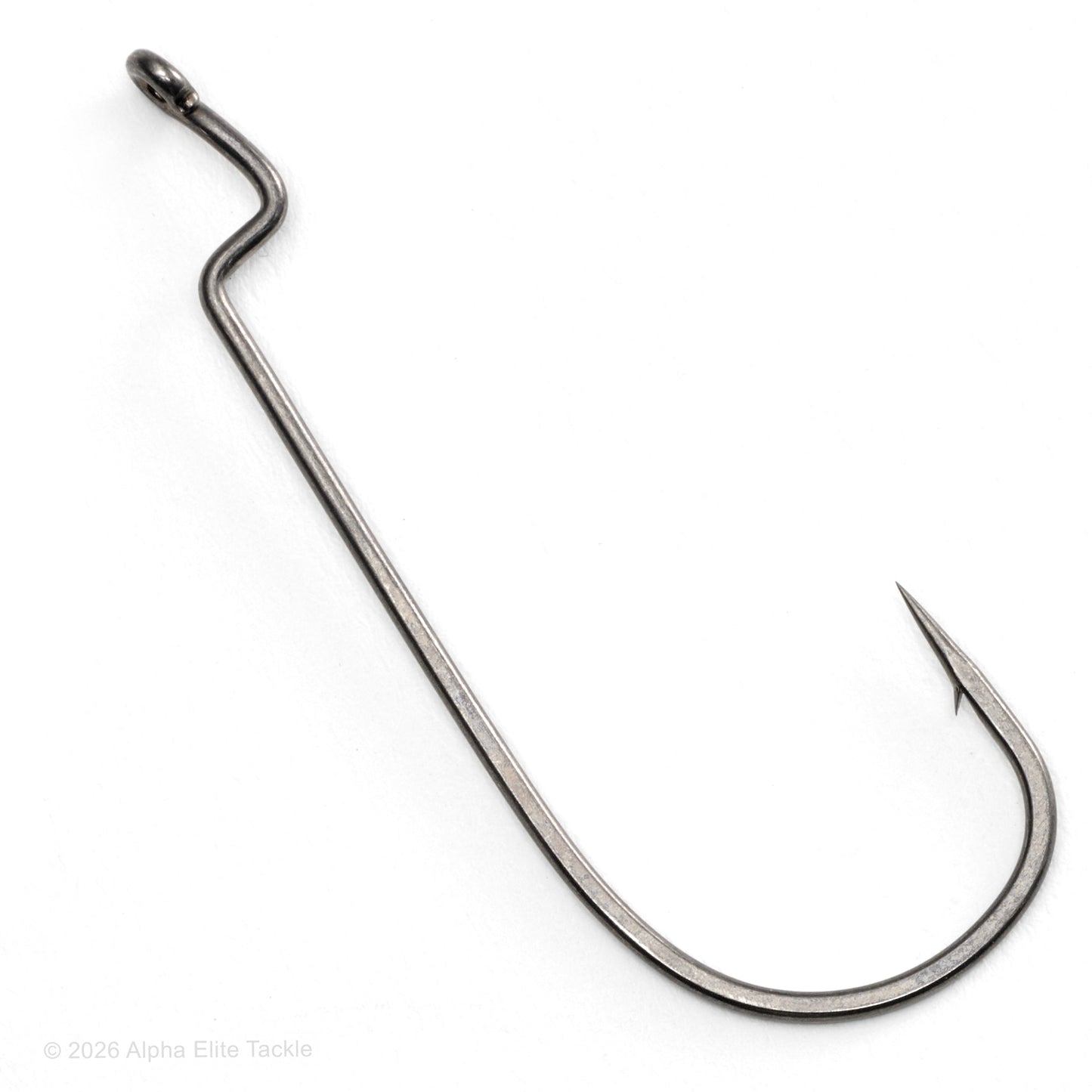 Metal fishing hook on a white background