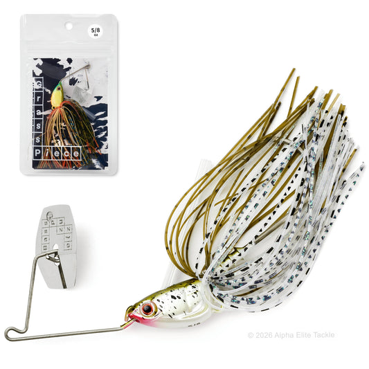 Close up of the bass puzzle grass piece flex in the color Mossy Shad on a white background