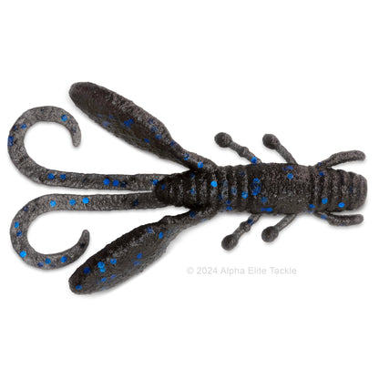 Black and blue fishing lure on a white background