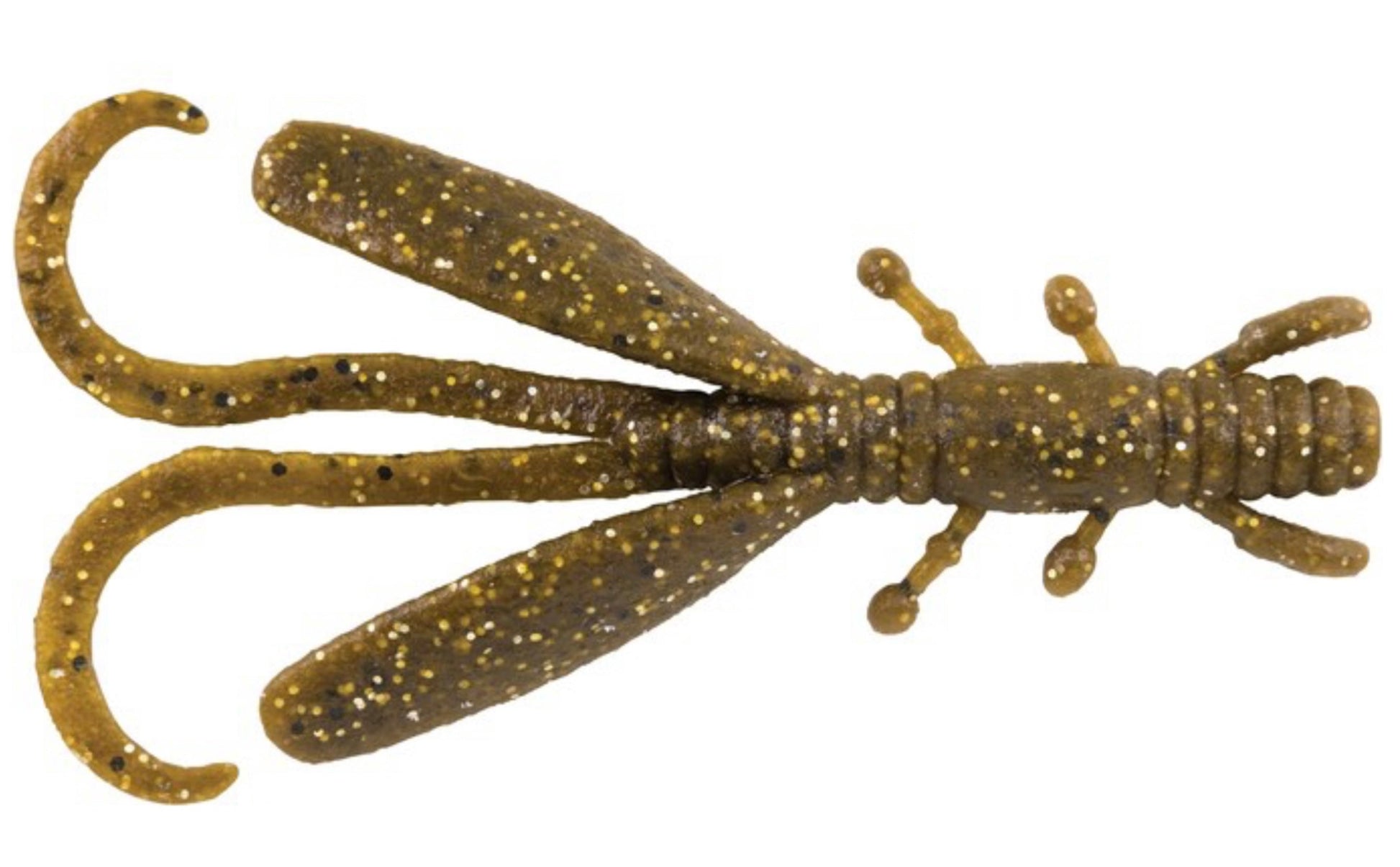 Fishing lure resembling a crawfish on a white background