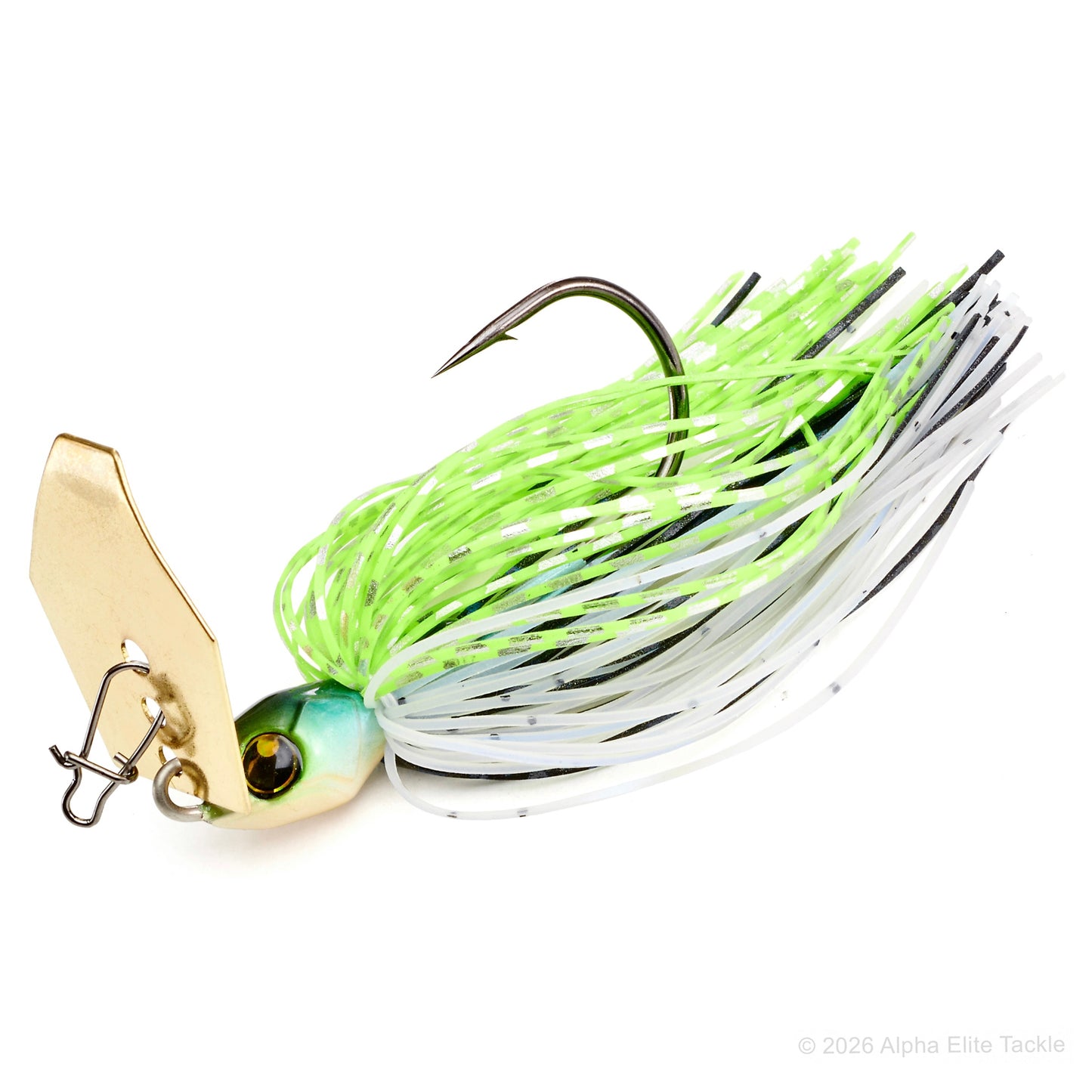 Close up of the Bumblebee B Blade Bladed Jig in the color Chart Black Back on a white background