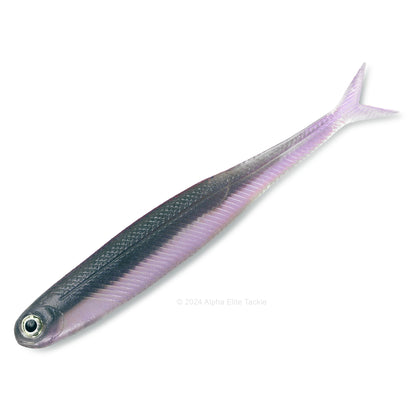 Close up of the DStyle Virola Shad Strolling Minnow in the color Escape Fish on a white background.