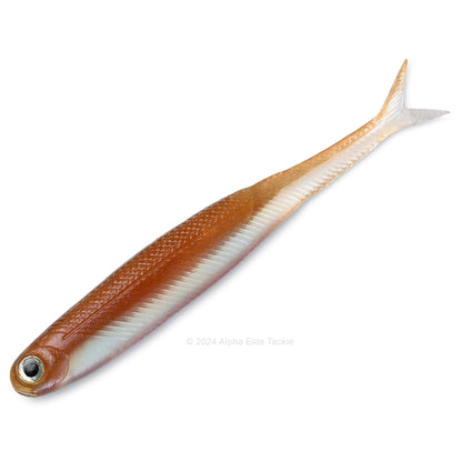 Close up of the DStyle Virola Shad Strolling Minnow in the color Wakasagi on a white background.