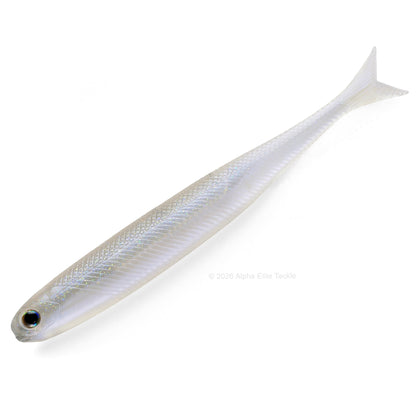 A soft plastic minnow in the color Hiuo on a white background.  Minnow is the Dstyle Virola