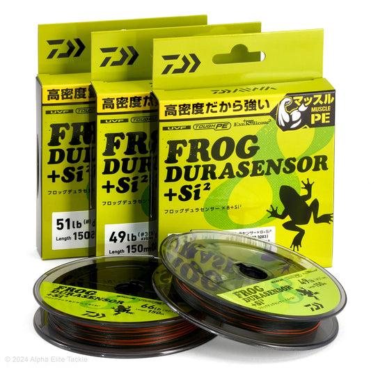 Daiwa UVF Frog Durasensor PEx8 + Si2 fishing line packaging with two spools in front