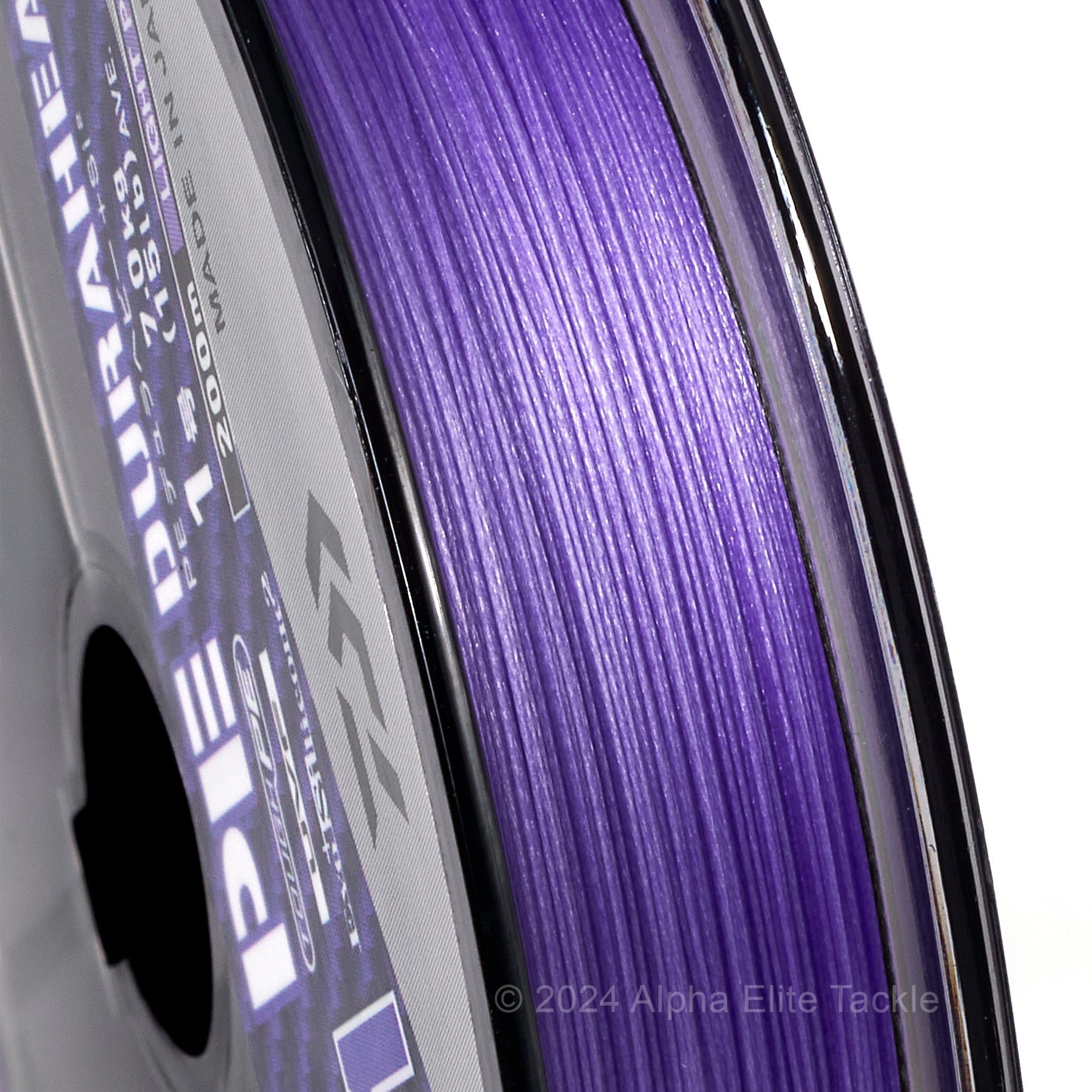 Close up of a spool of Daiwa Sinking 8+1 Braid in the color purple
