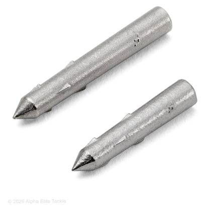 Two Daiwa Tungsten Nail Sinkers on a white background