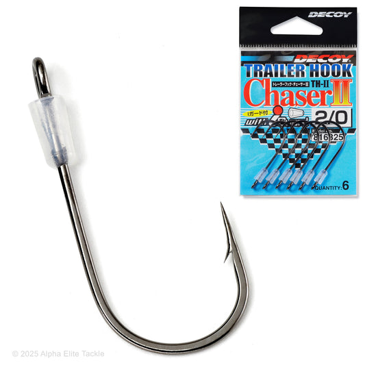 Close up of the Decoy Chaser II trailer hook and it's packaging on a white background