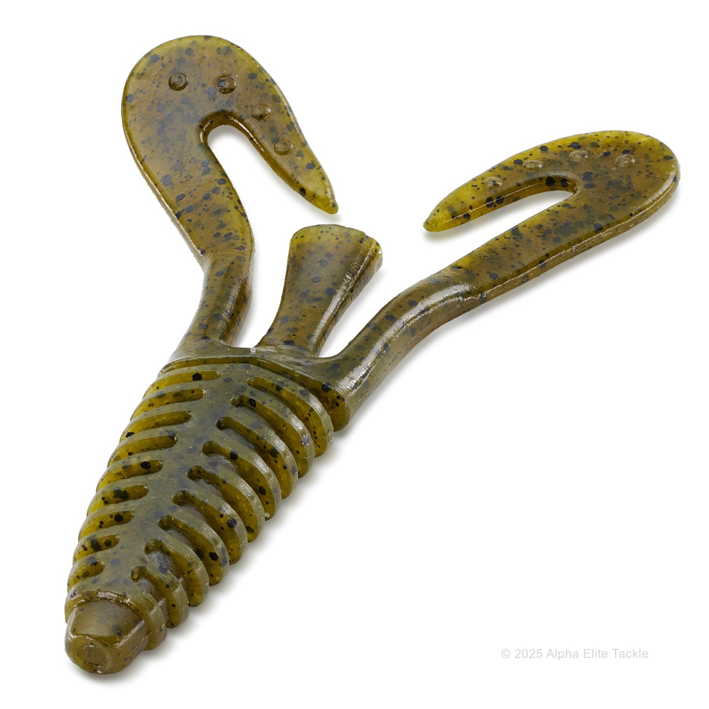 Deps barbute Craw soft plastic bait in the color Green Pumpkin on a white background