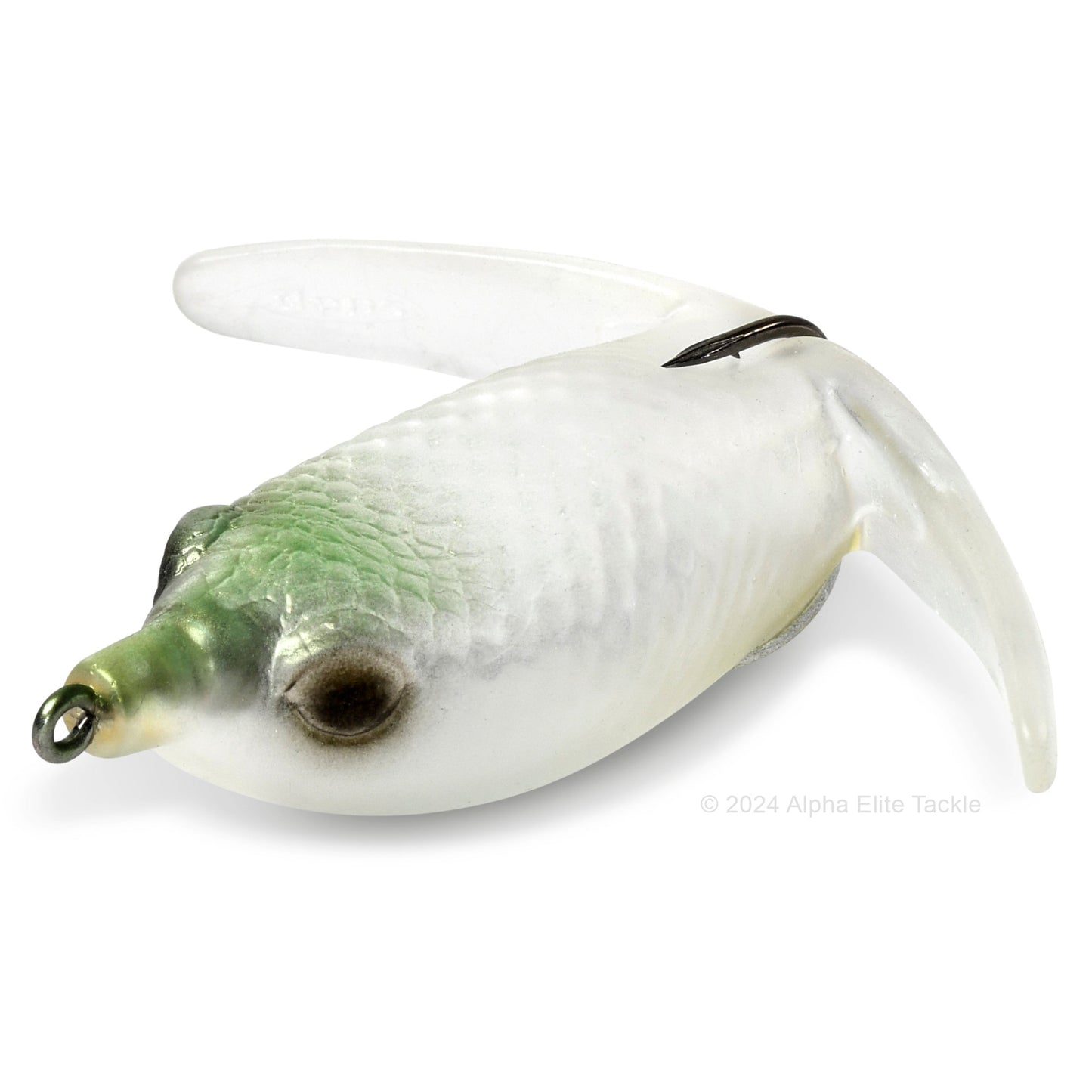 Close up of the Deps Basirisky Soft Crawler Frog in the color Aquamarine on white background.