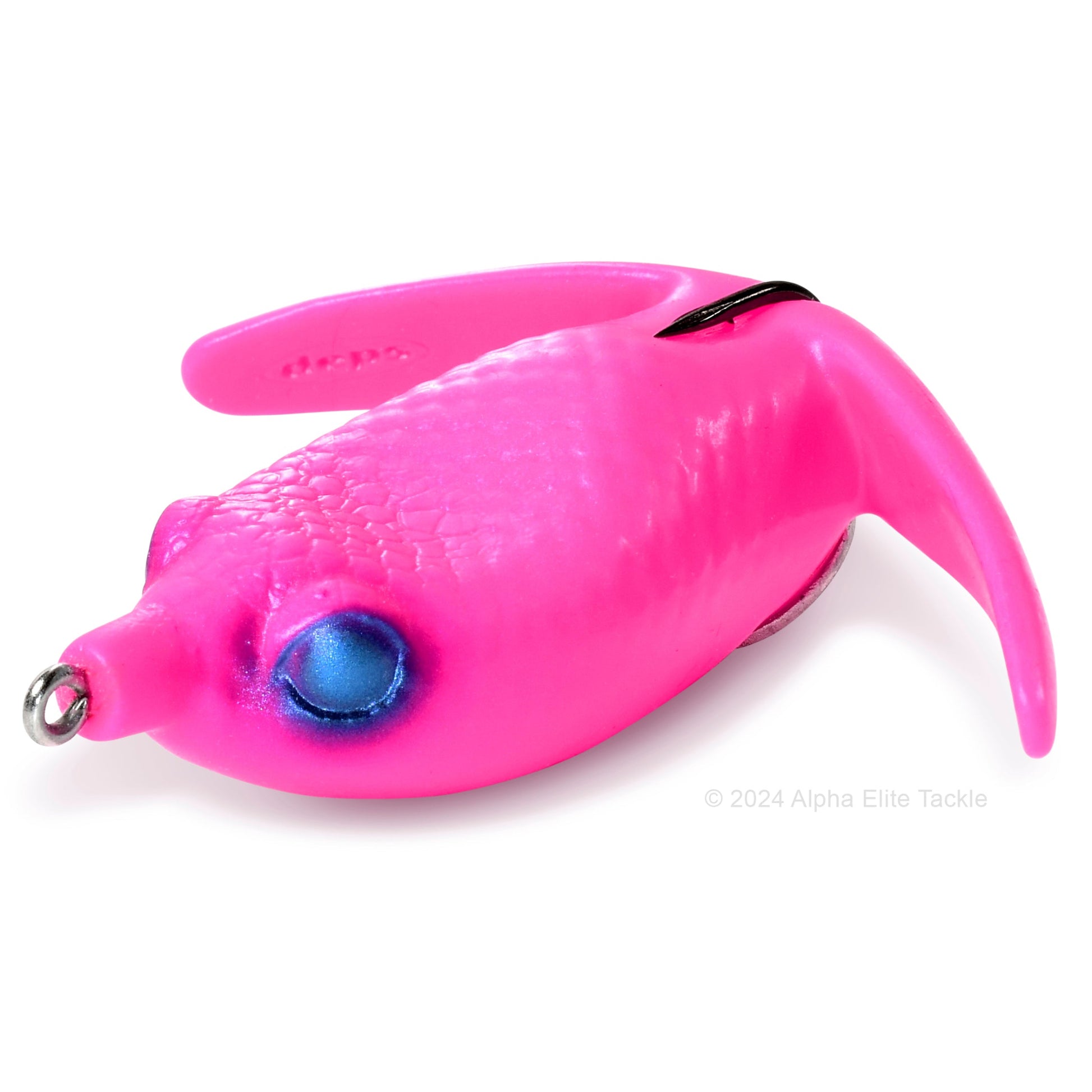Close up of the Deps Basirisky Soft Crawler Frog in the color Bubblegum Pink on white background.