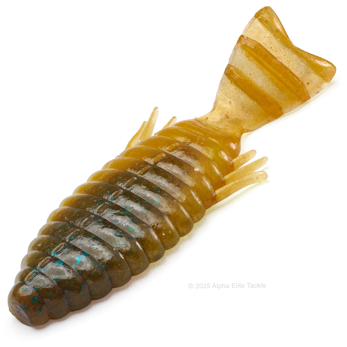 Close up of the Deps Bull Flat Creature Bait in the color Blue Melon on a white background
