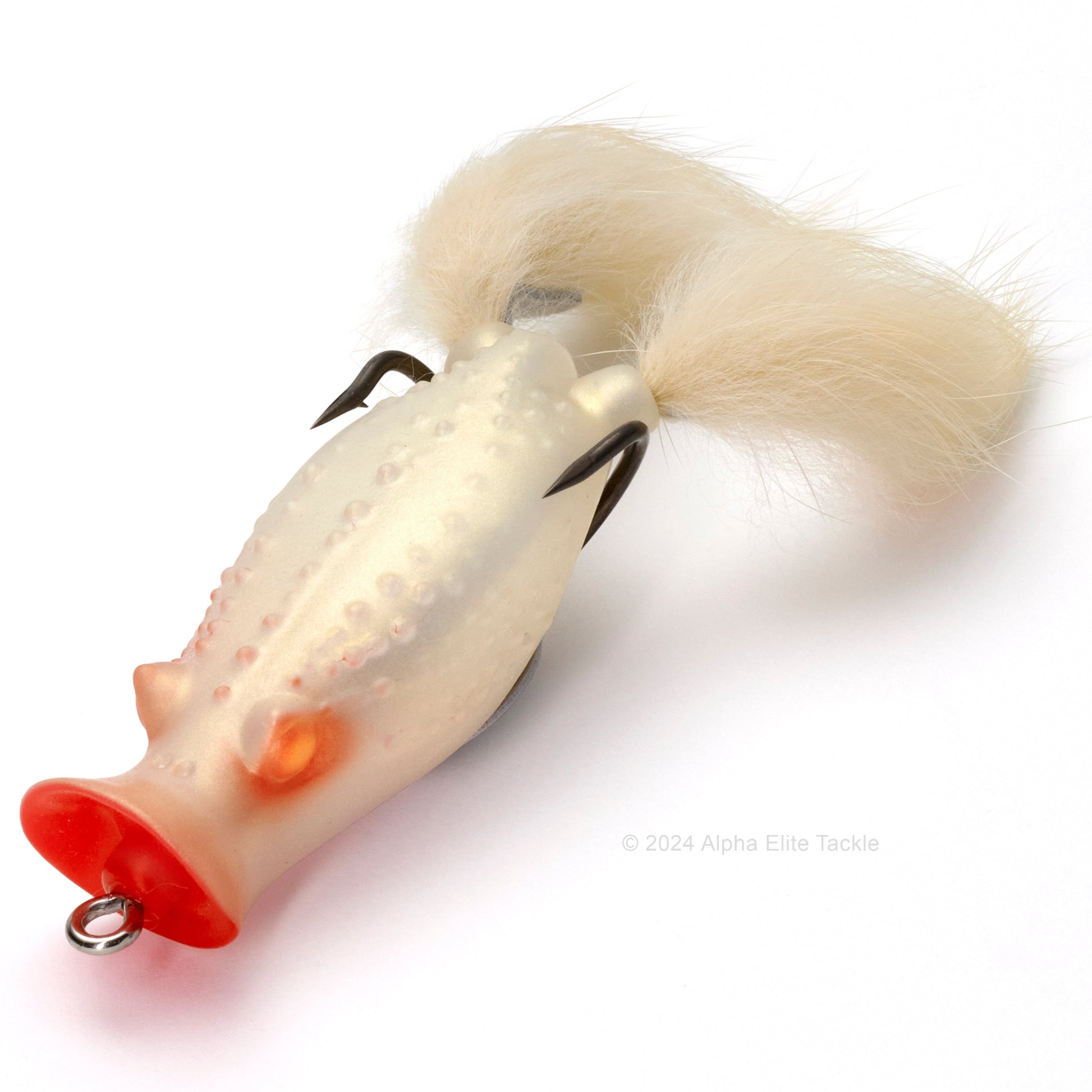 Close up of the Deps Buster K Hollow Body Popping Frog in the color Albino on white background.