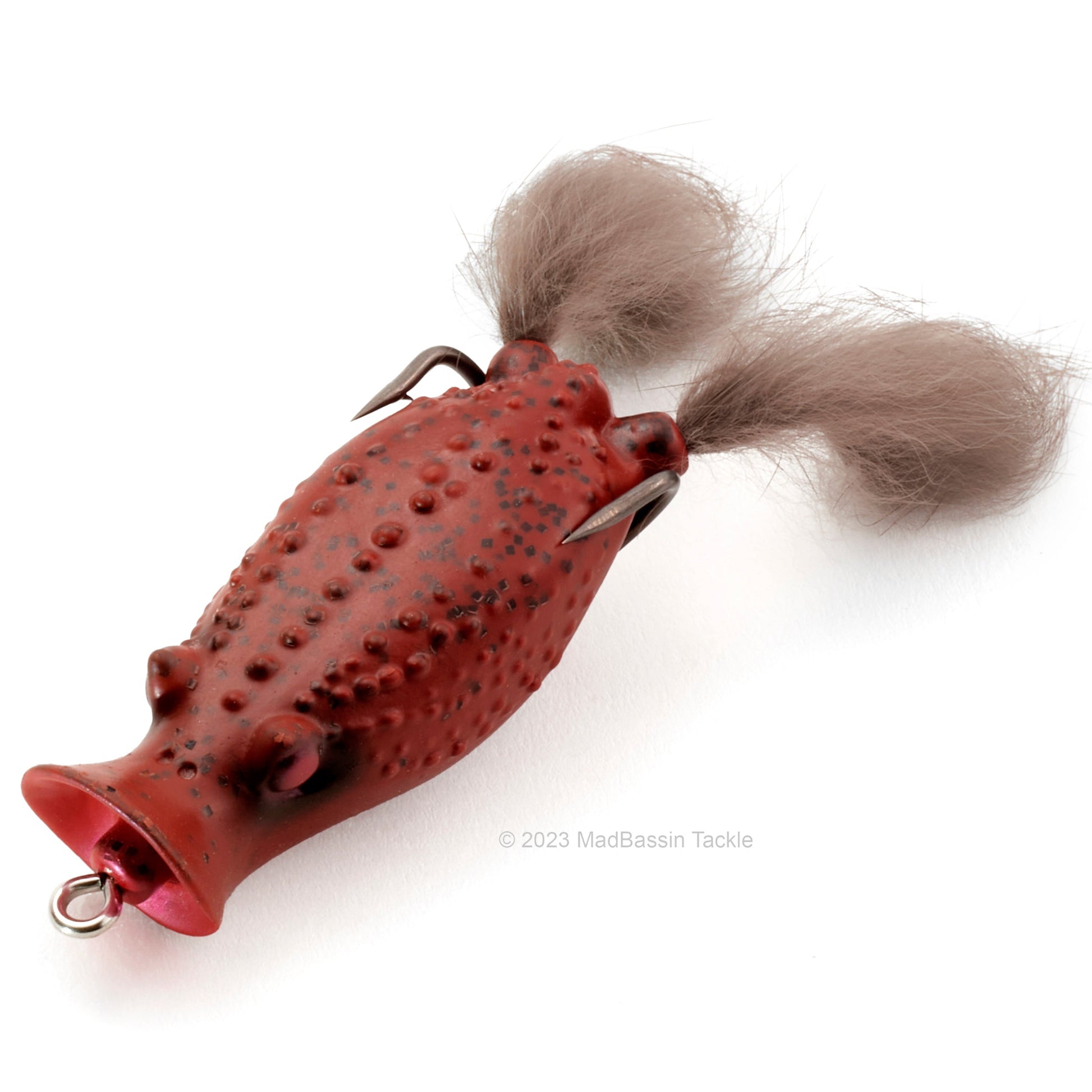 Close up of the Deps Buster K Hollow Body Popping Frog in the color Red Frog on white background.