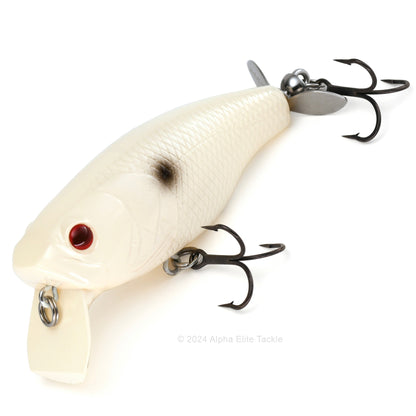 Close up of the Deps Buzzjet Wakebait Topwater fishing lure in the color Bone Shad on a white background
