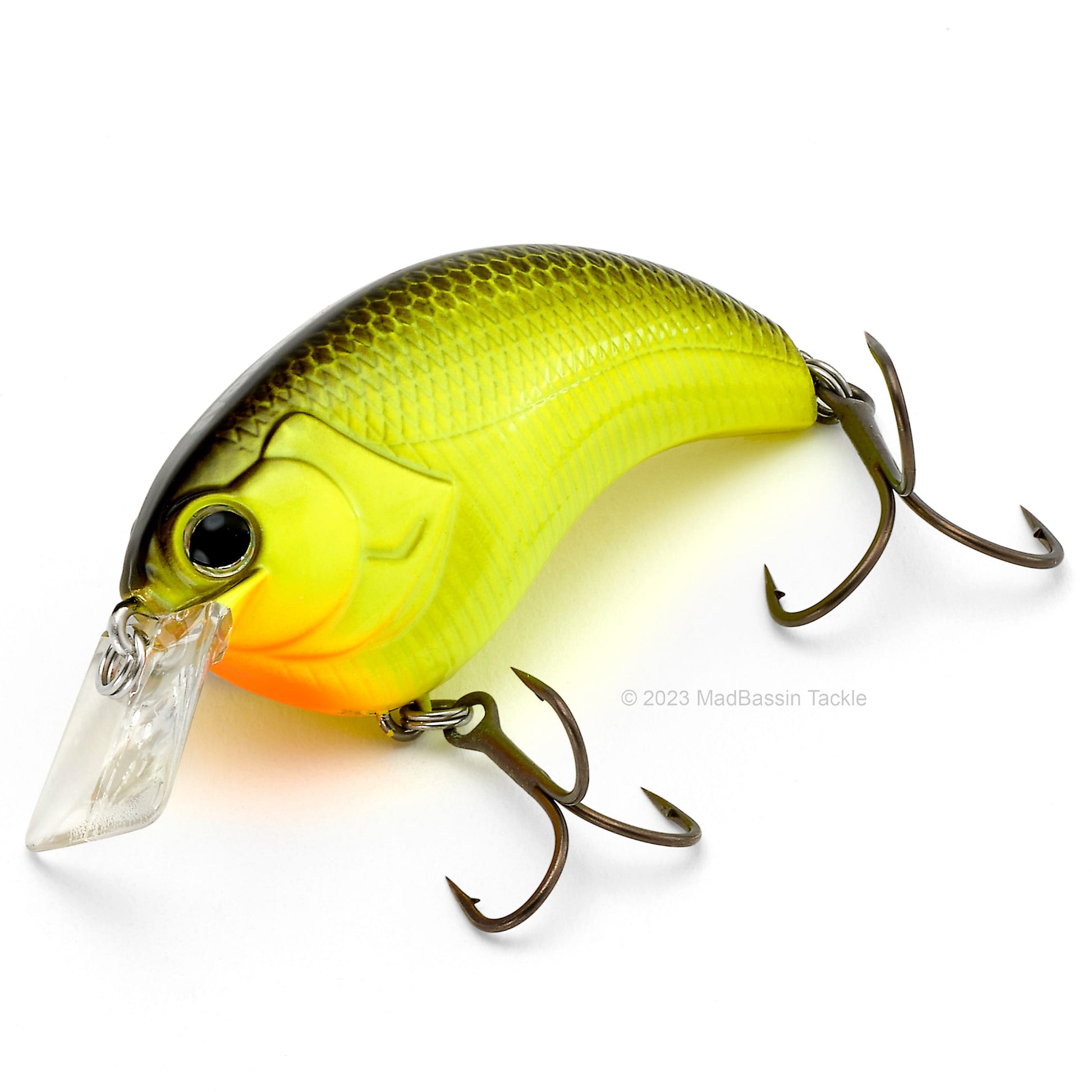 Deps Evoke 1.2 Squarebill Crankbait in the color Black Back Chartreuse on a white background