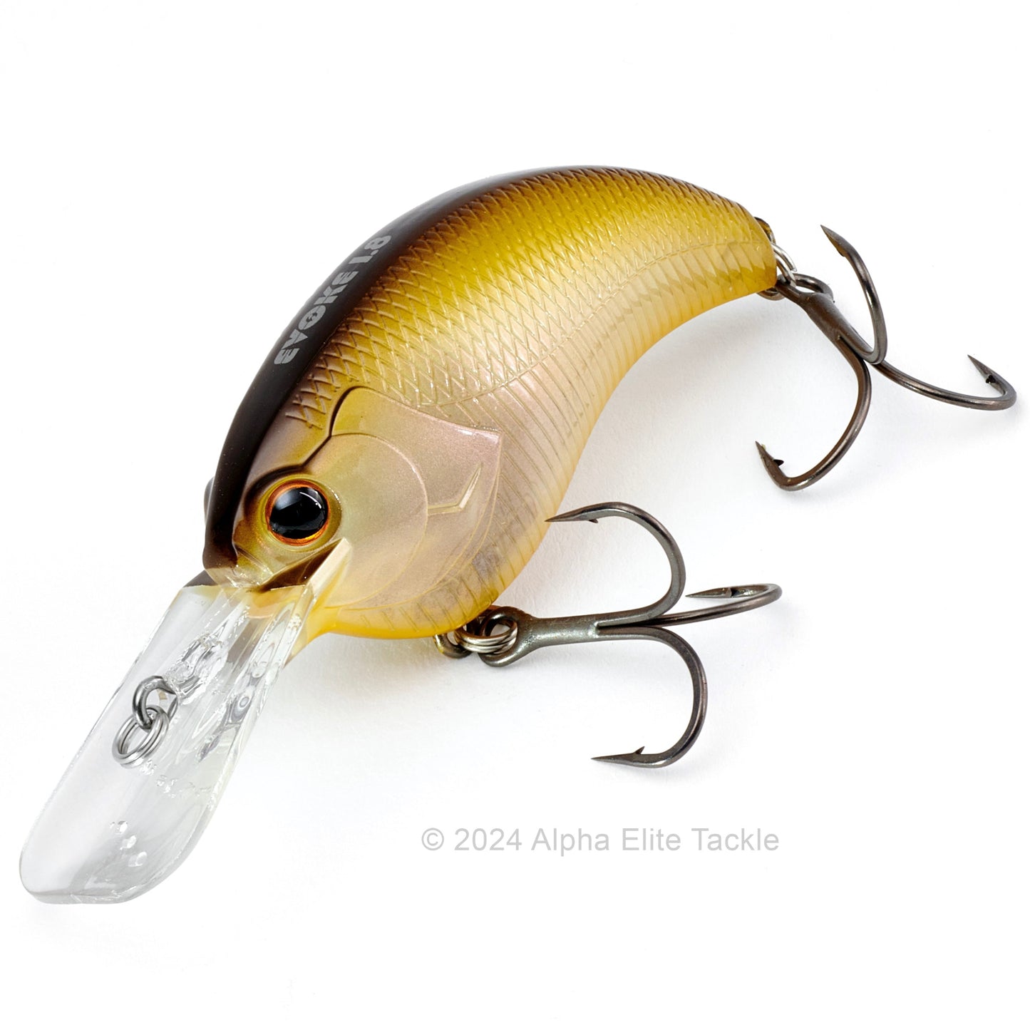 Close up of the Deps Evoke 1.8 Squarebill Crankbait fishing lure in the color Horizon Shad on a white background