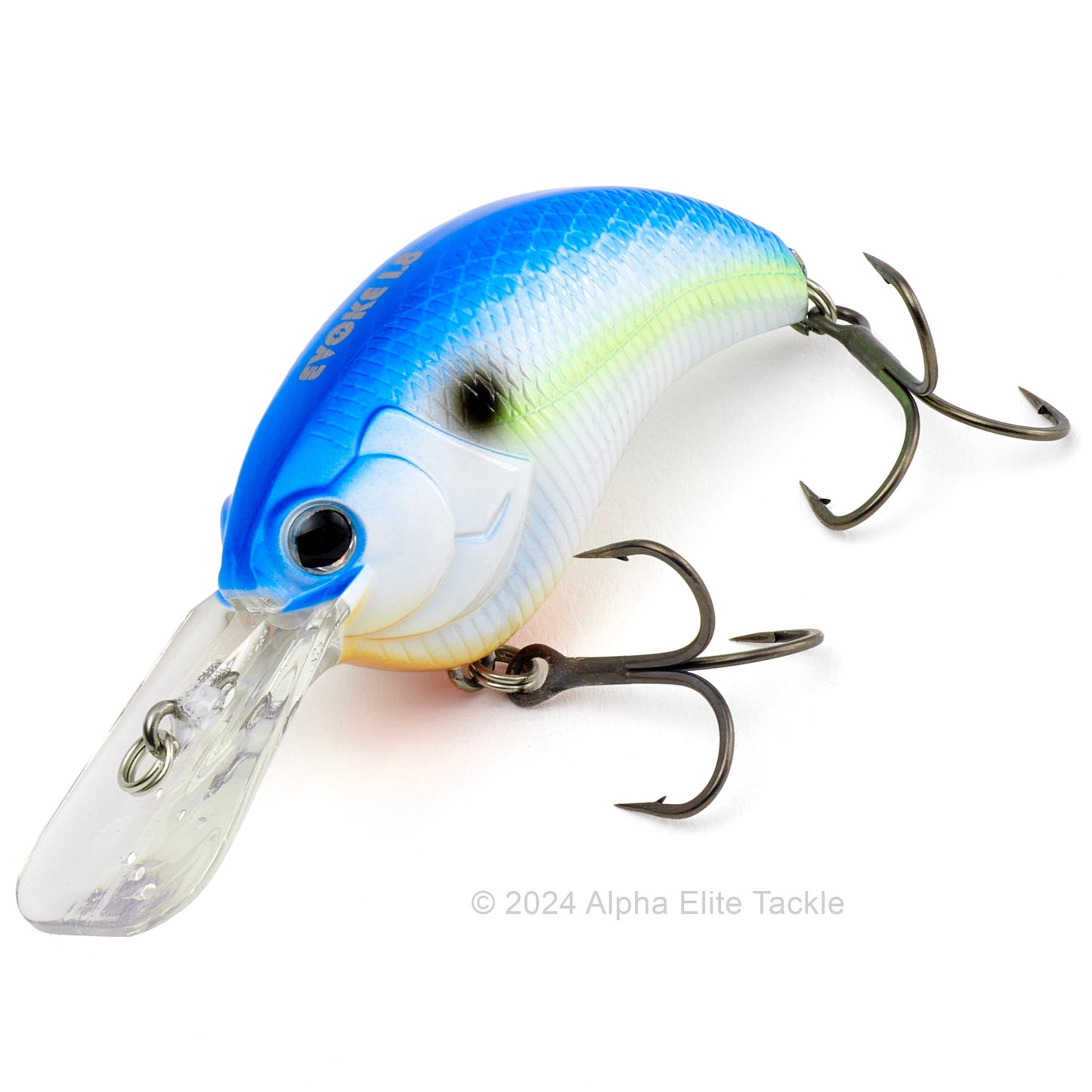 Close up of the Deps Evoke 1.8 Squarebill Crankbait fishing lure in the color sexy shad on a white background