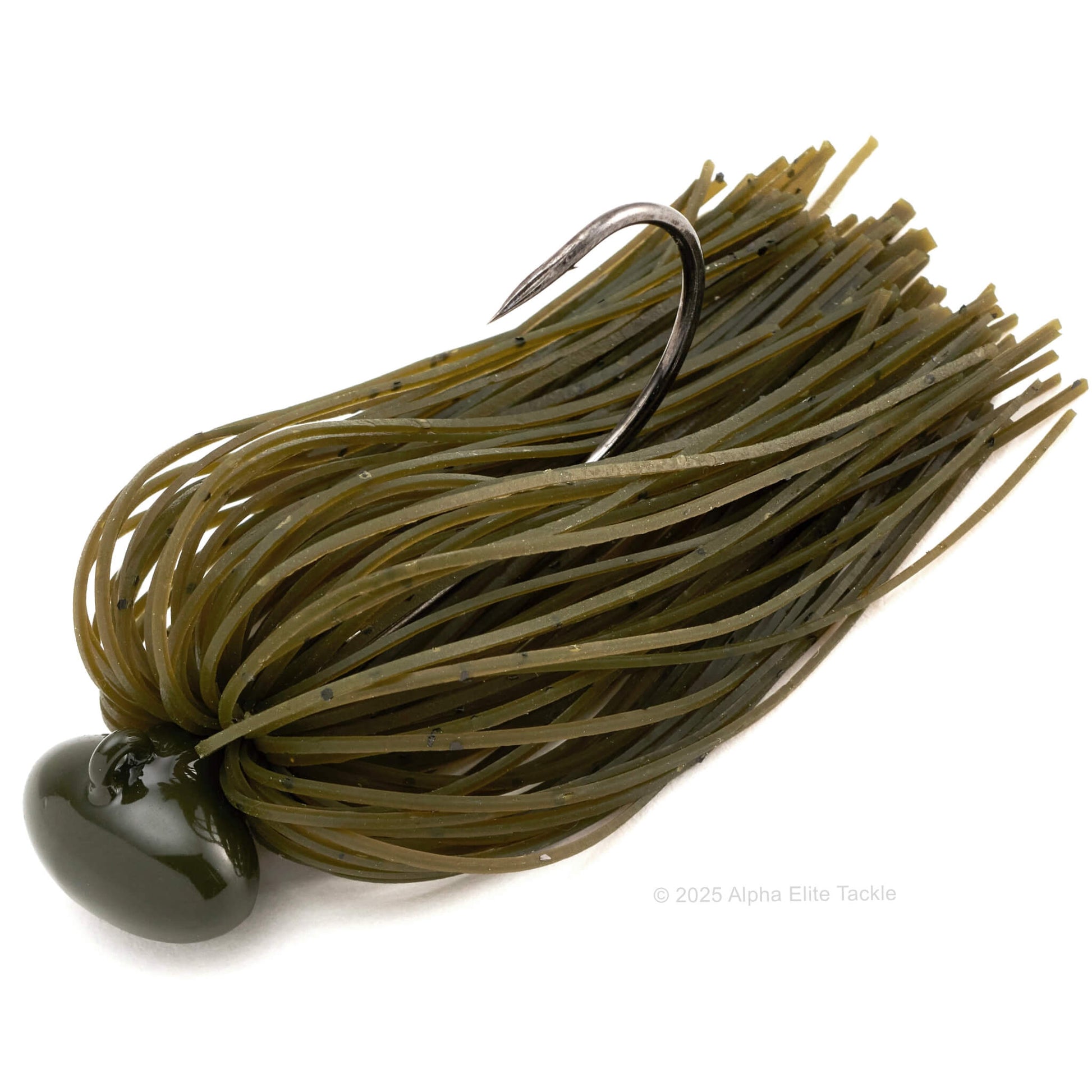 Close up of the Deps Hyper Football Jig in the color Watermelon Seed on a white background.