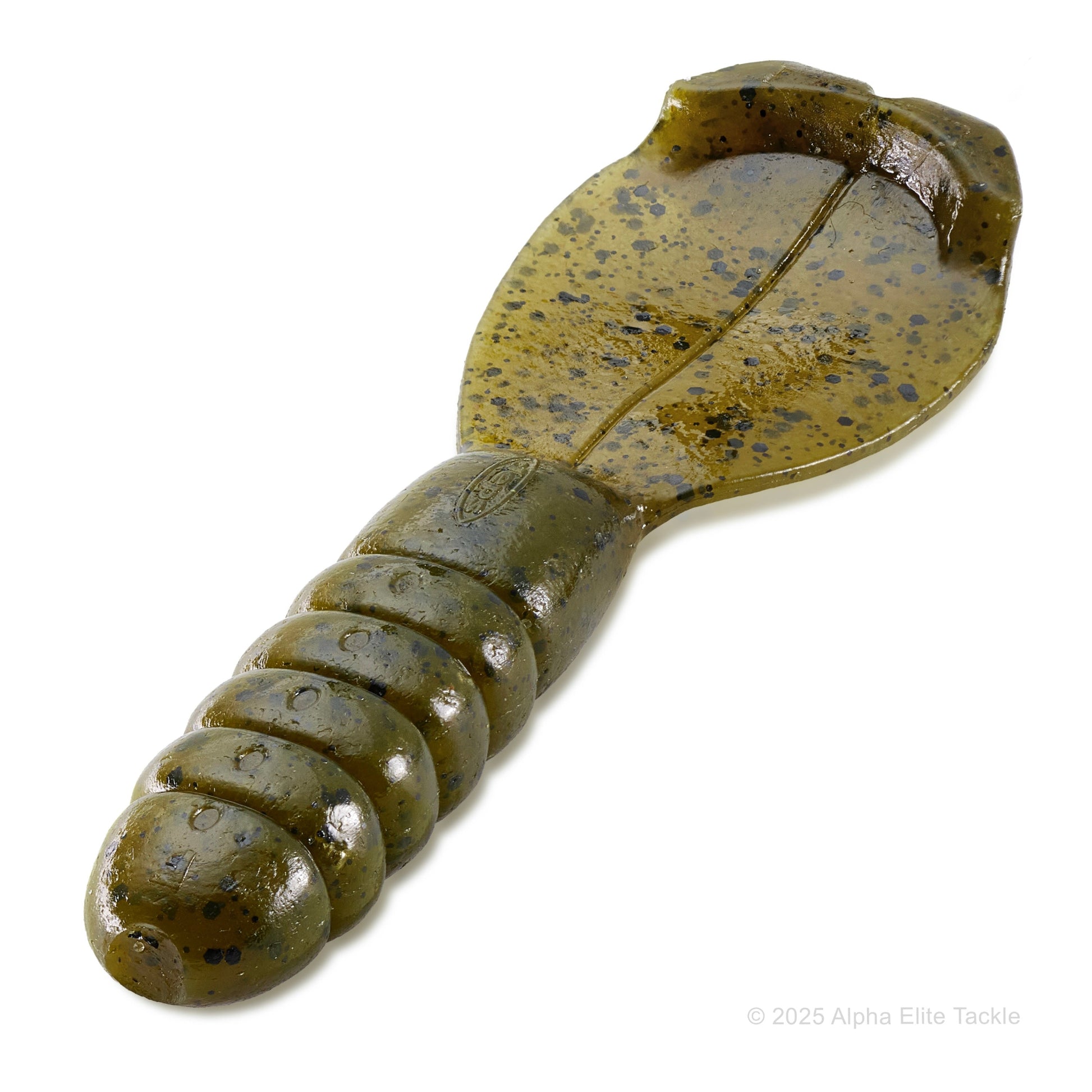 Deps Lil Rabbit Craw soft plastic bait in the color Green Pumpkin on a white background