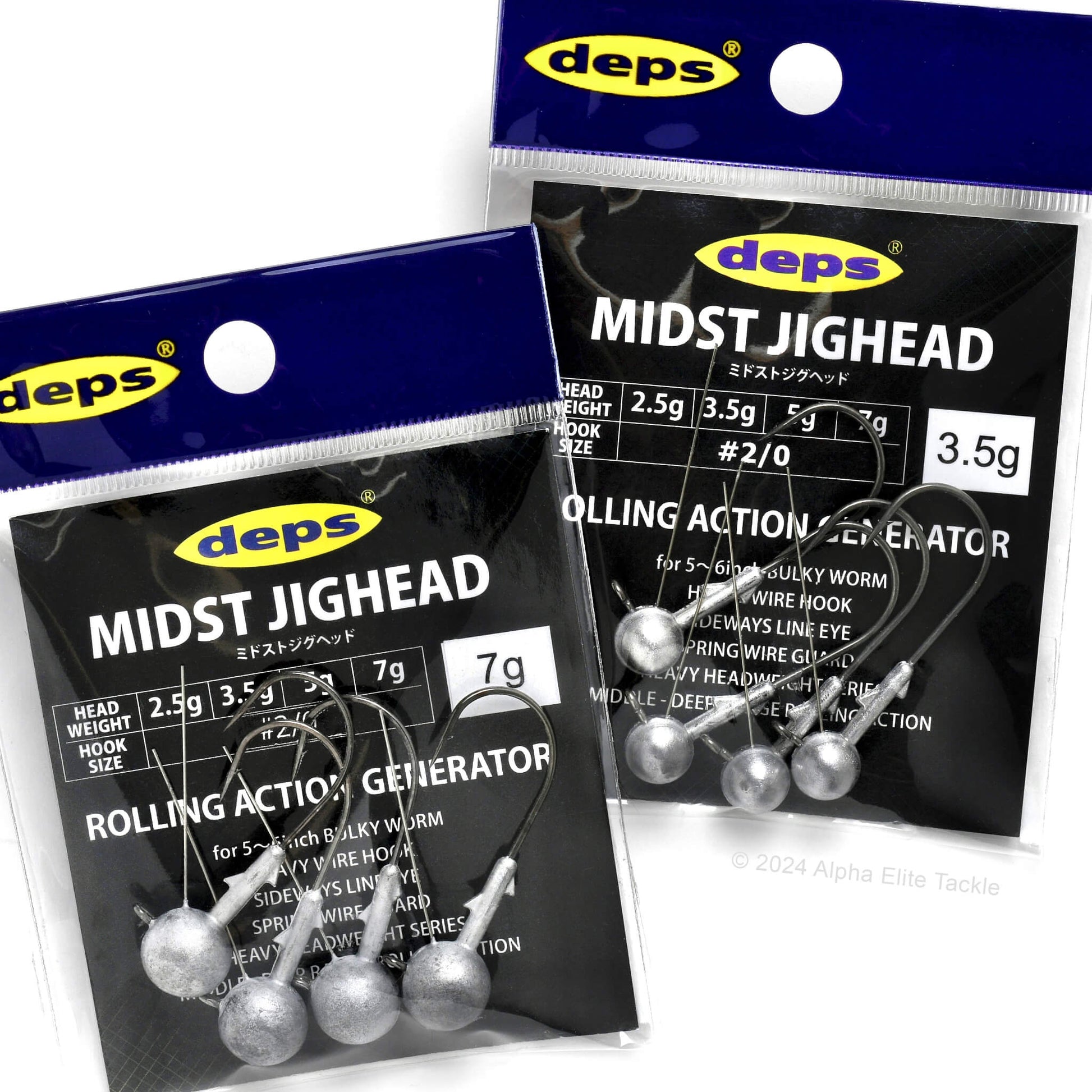 Two packages of deps Midst Jig head with jig heads displayed on a white background.
