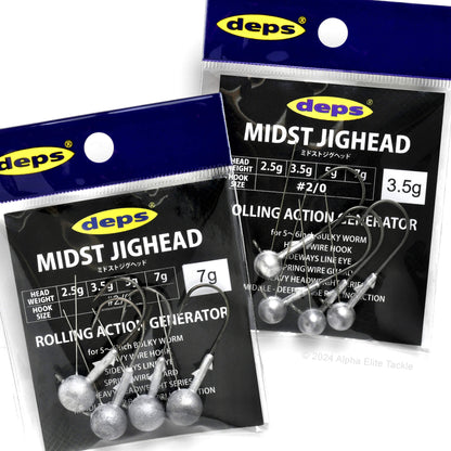 Two packages of deps Midst Jig head with jig heads displayed on a white background.