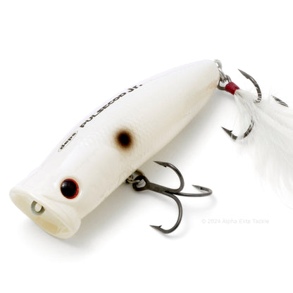 Close up of the Deps Pulsecod Topwater Popper in the color Bone Shad on a white background