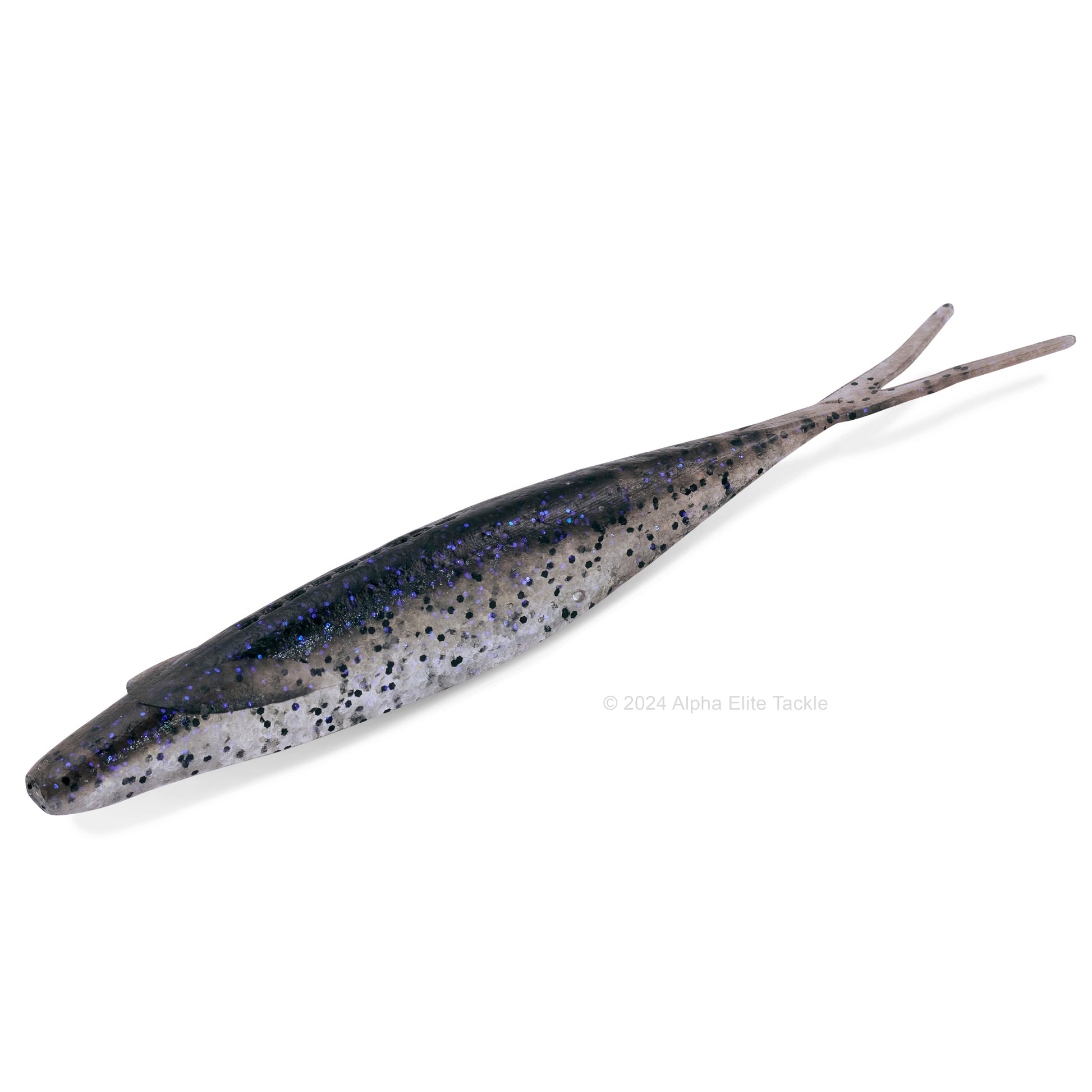 Close up of the Deps Sakamata Shad in the color Electric Shad on a white background.