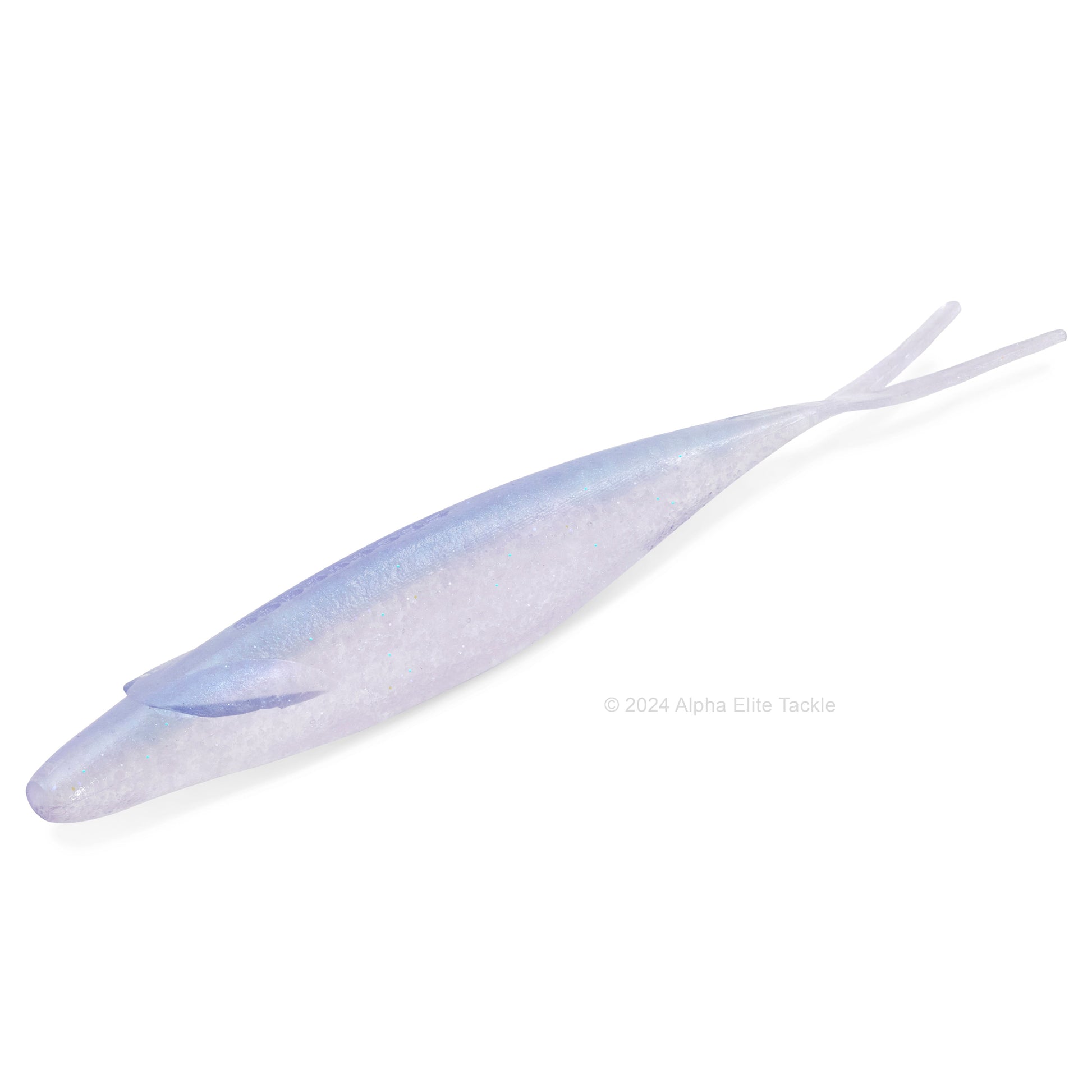 Close up of the Deps Sakamata Shad in the color Purple Shad on a white background.
