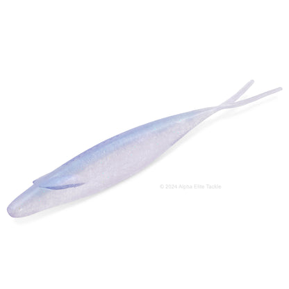 Close up of the Deps Sakamata Shad in the color Purple Shad on a white background.
