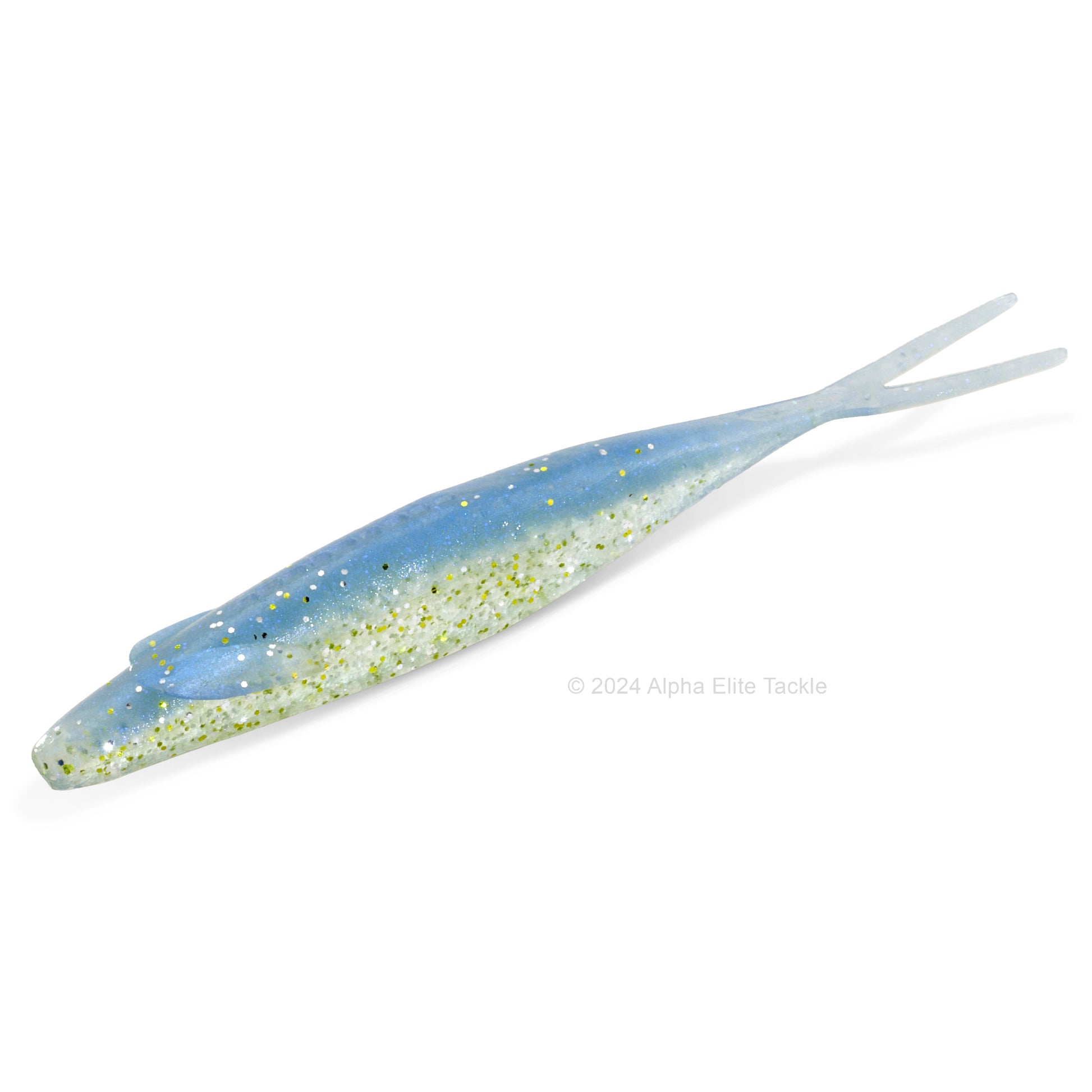 Close up of the Deps Sakamata Shad in the color Reservoir Shad on a white background.
