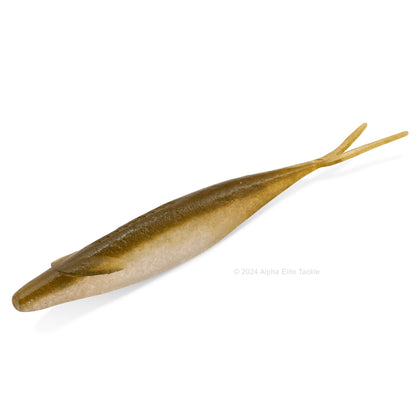 Close up of the Deps Sakamata Shad in the color Wakasagi on a white background.