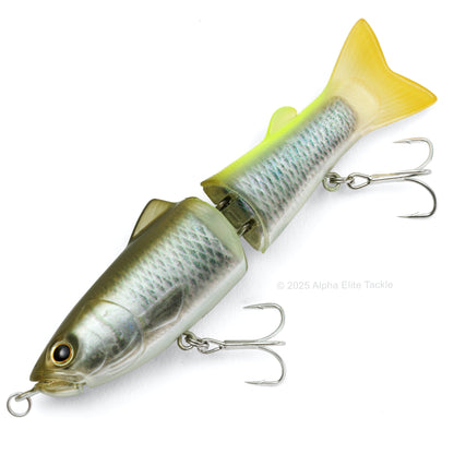 Close up of the Deps New Slide Swimmer 115 Slow Sinking Swimbait in the color Hasu on white background