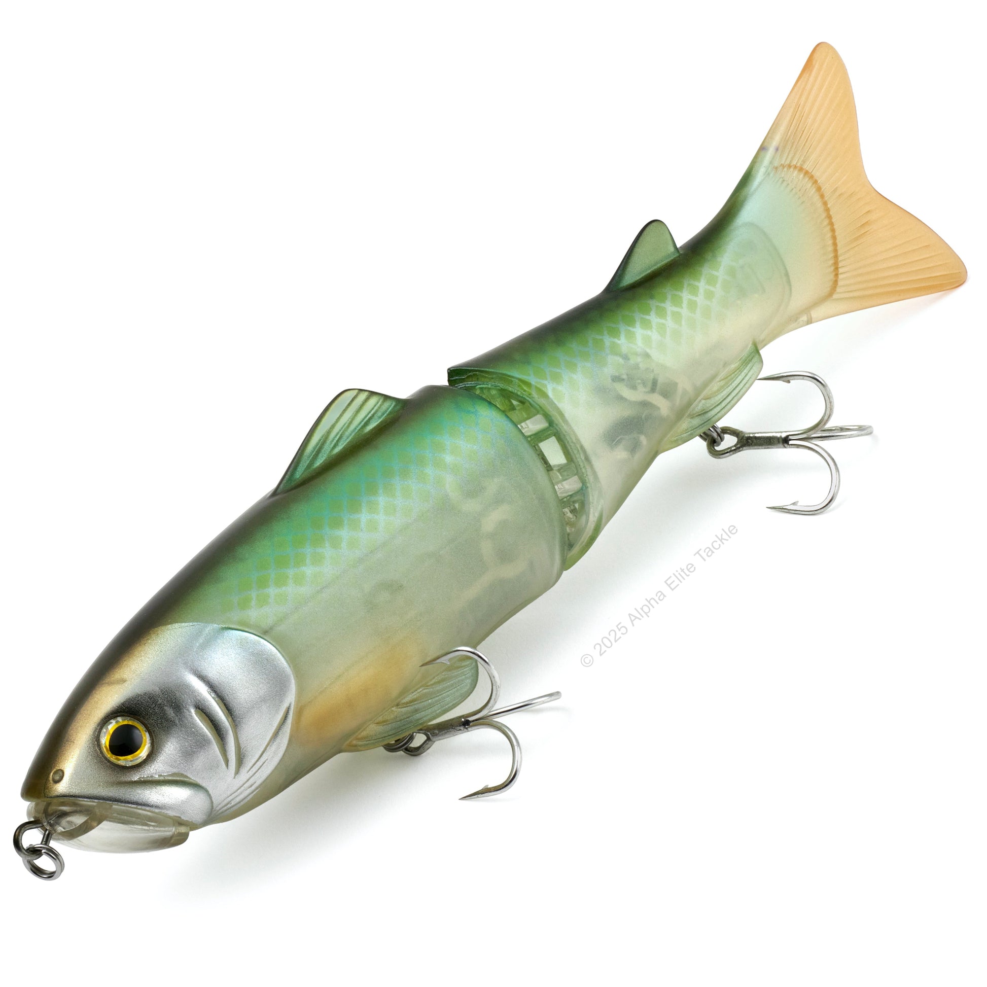 Close up of the Deps New Slide Swimmer 250 Slow Sinking Swimbait in the color Ghost Scale on white background