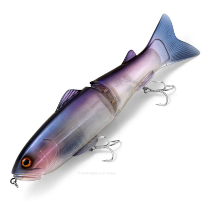 Close up of the Deps New Slide Swimmer 250 Slow Sinking Swimbait in the color Pro Blue Shiner on white background
