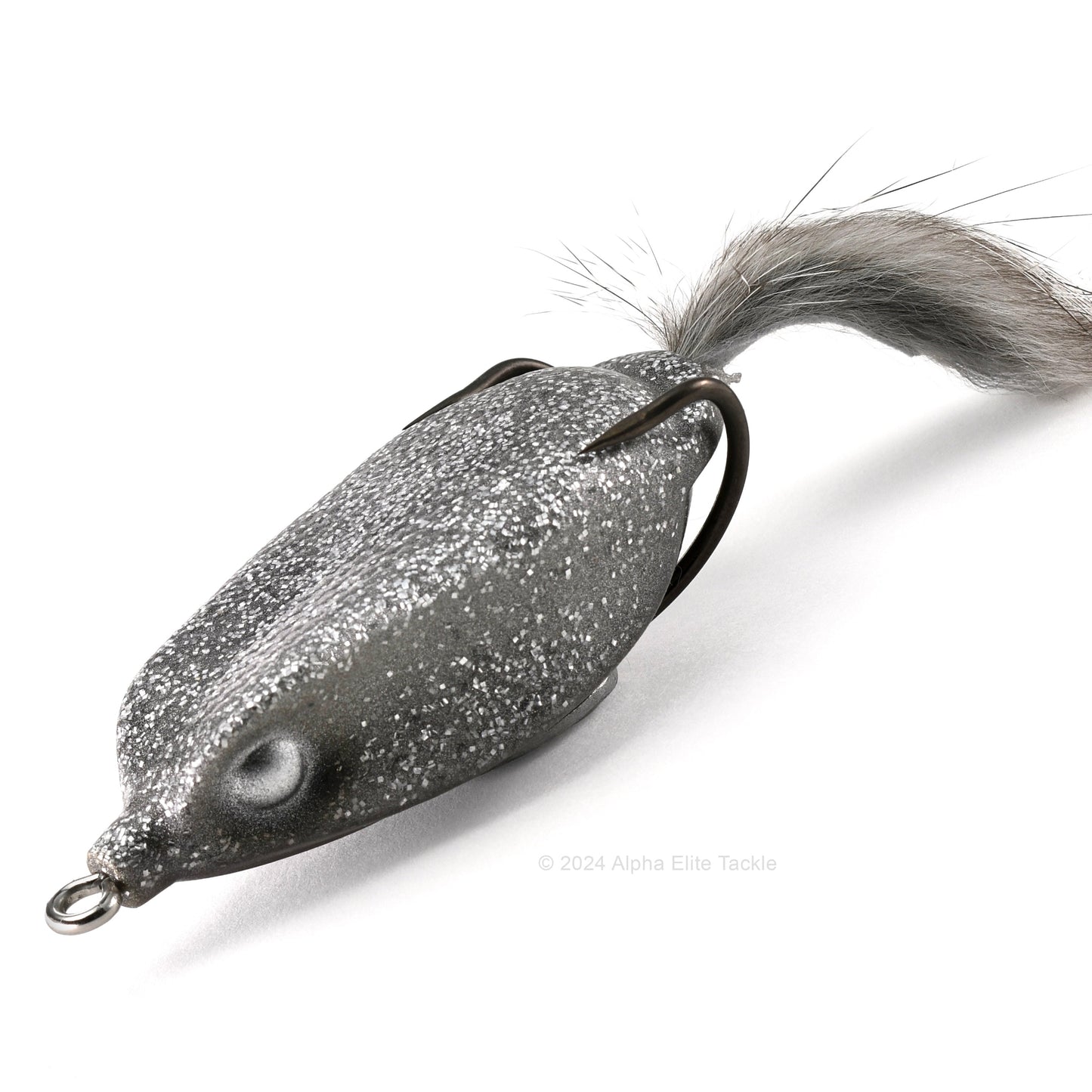 Close up of the Deps Slither K Hollow Body Frog in the color Iron Powder on white background.