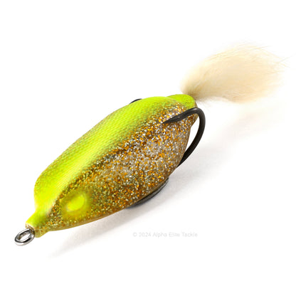 Close up of the Deps Slither K Hollow Body Frog in the color Visible Shiner on white background.