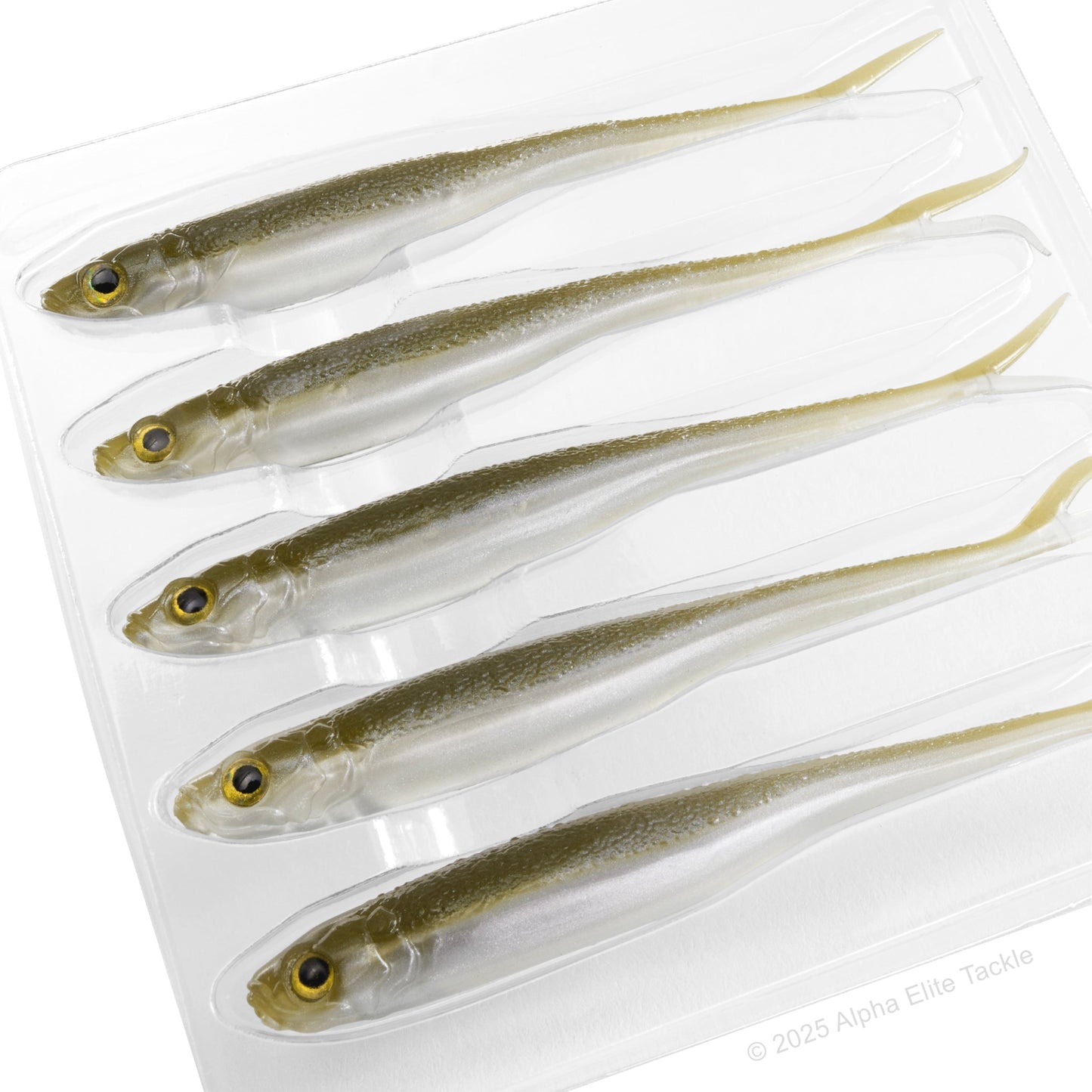 Close up of the Engine Like 3.0 Strolling Minnow in the color Arkansas Shiner on a white background.