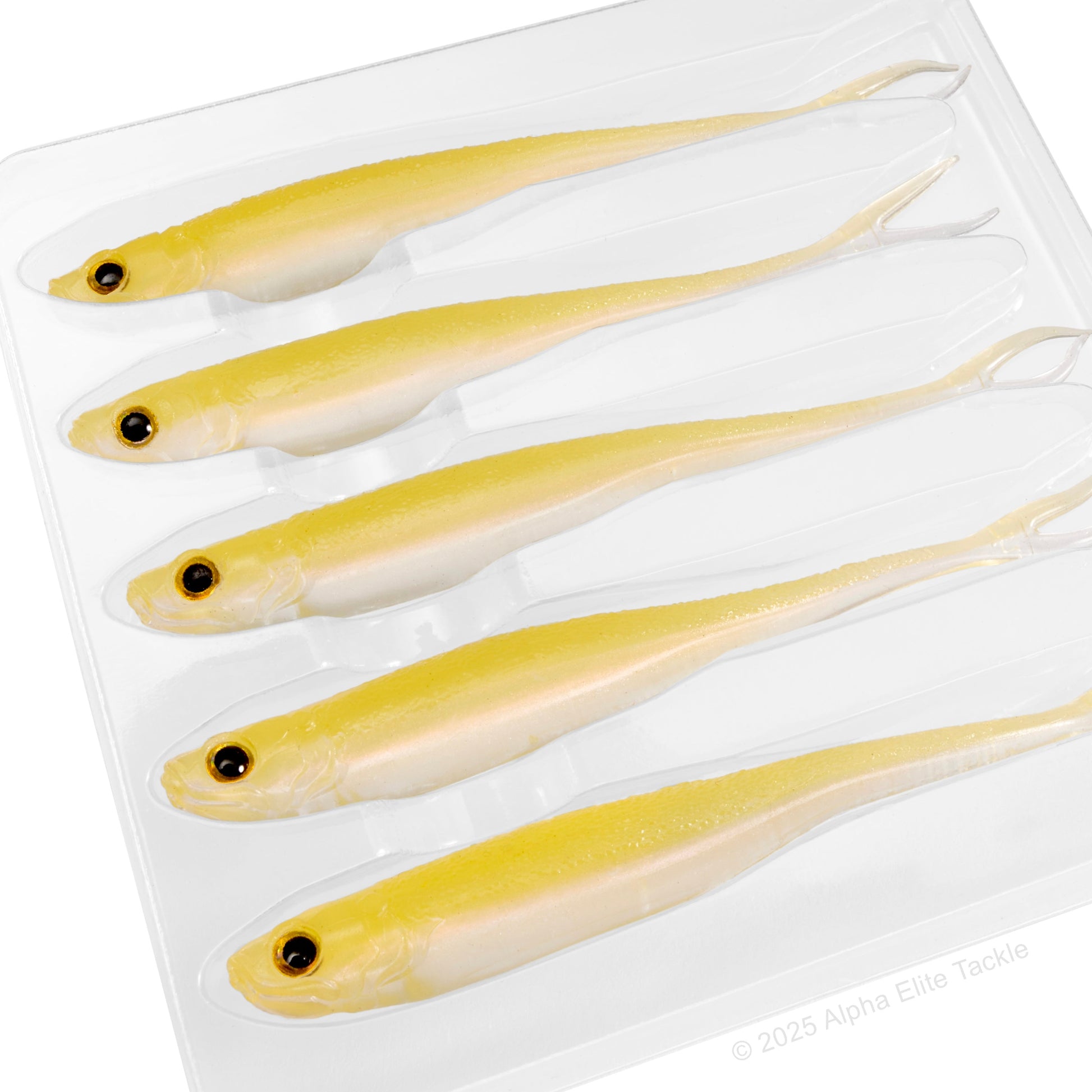 Close up of the Engine Like 3.0 Strolling Minnow in the color Freshwater Wakasagi on a white background.